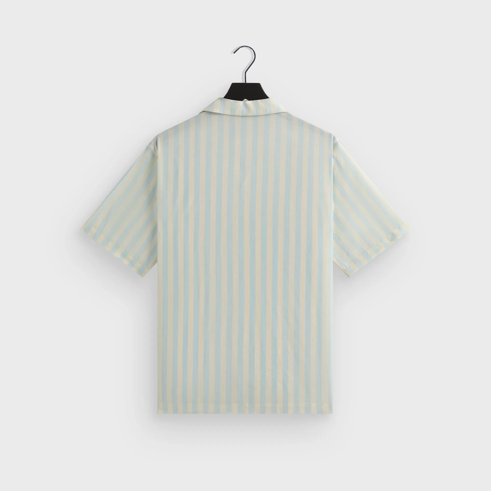 Ergonomic Sleeve Cut Kith Striped Thompson Camp Collar Shirt - Light Indigo