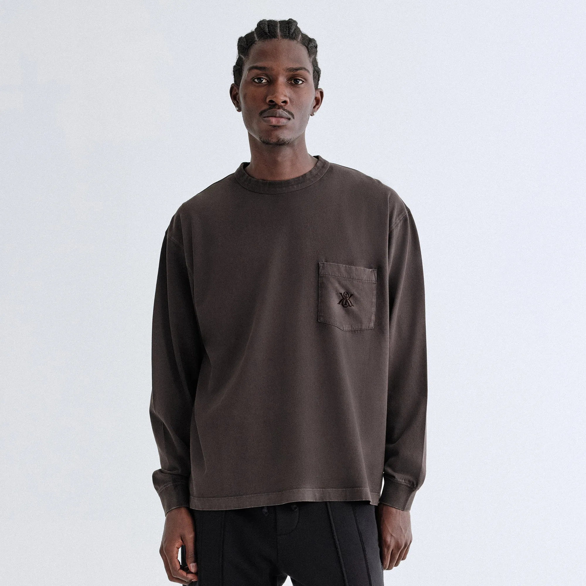 Kith Sueded Jersey Long Sleeve Leonard Pocket Tee - Derby Effortless Fashion
