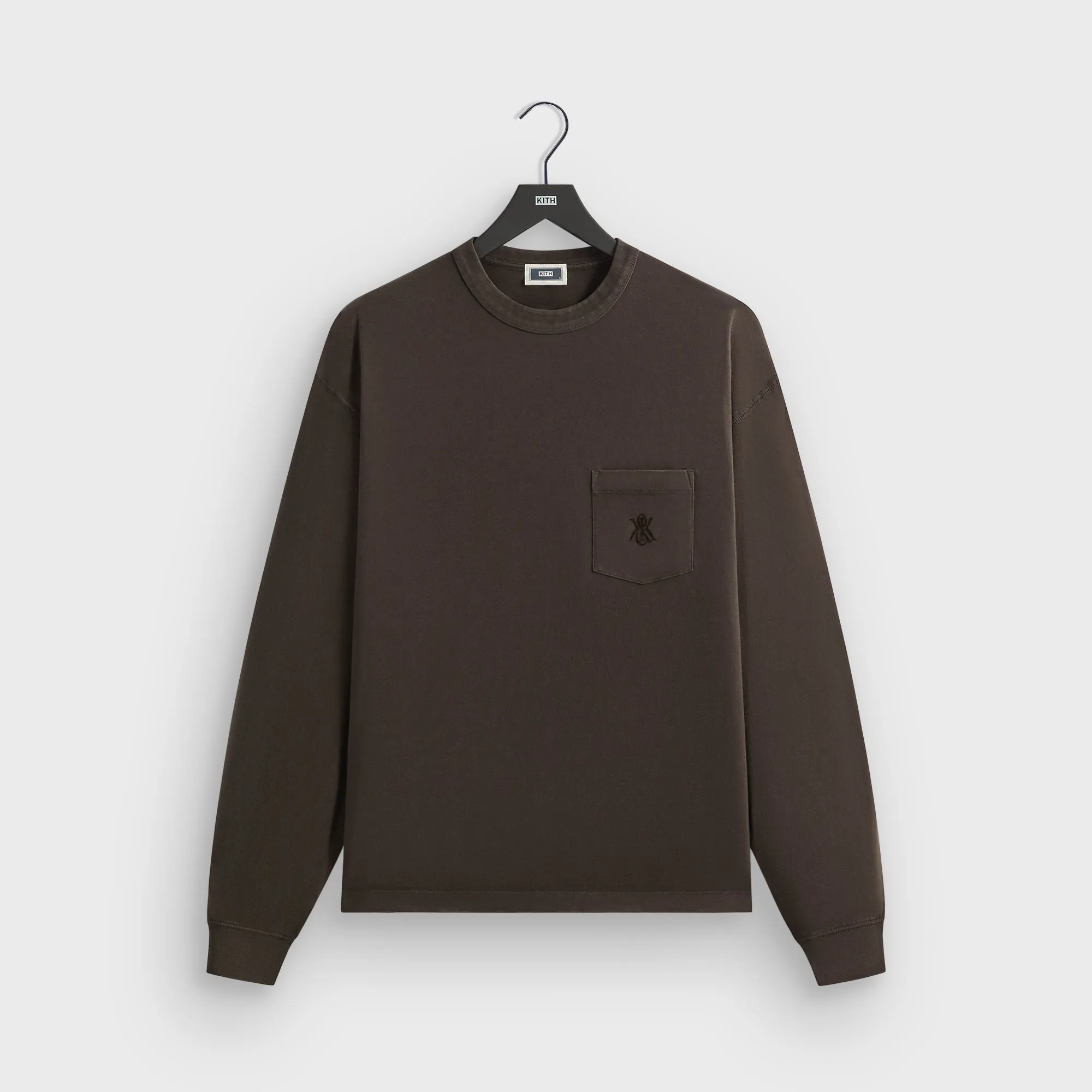 Classic Crew Neck Kith Sueded Jersey Long Sleeve Leonard Pocket Tee - Derby