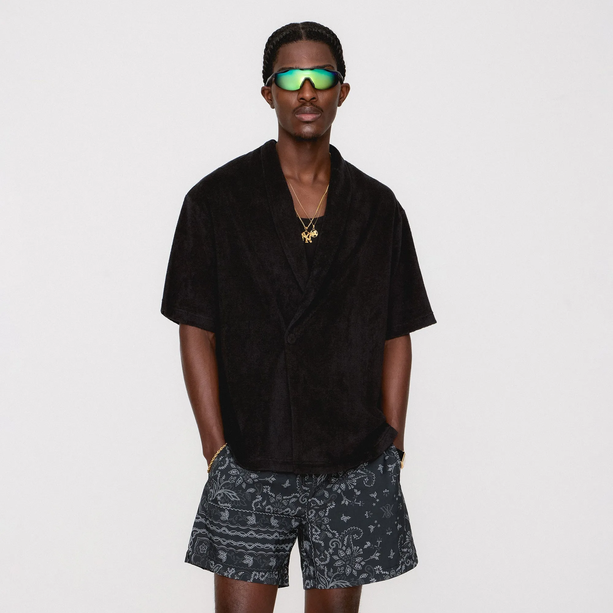 Ventilated Back Easy Care Kith Terry Thompson Crossover Shirt - Black