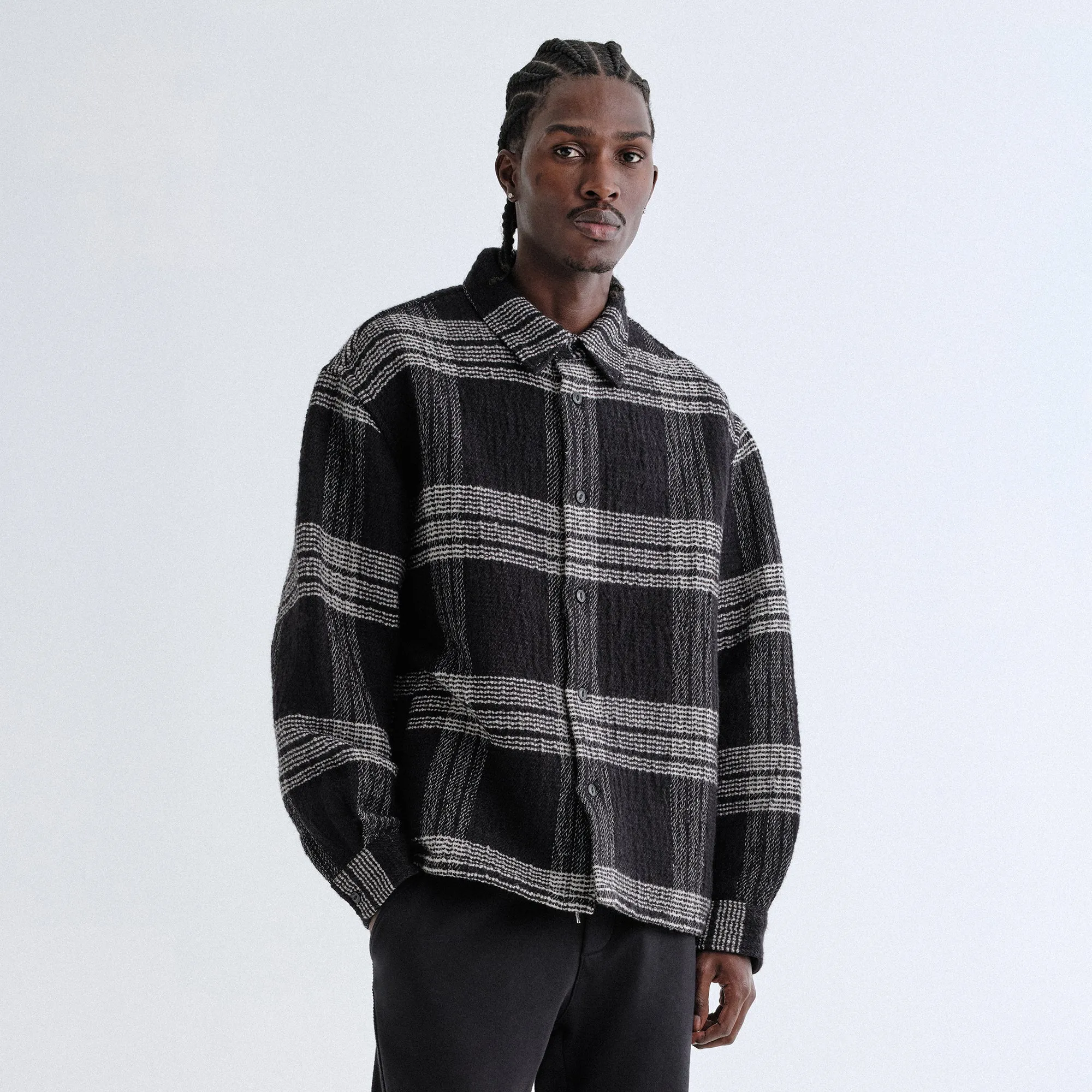 Abrasion resistant networking event Kith Textured Plaid Isaiah Buttondown - Black