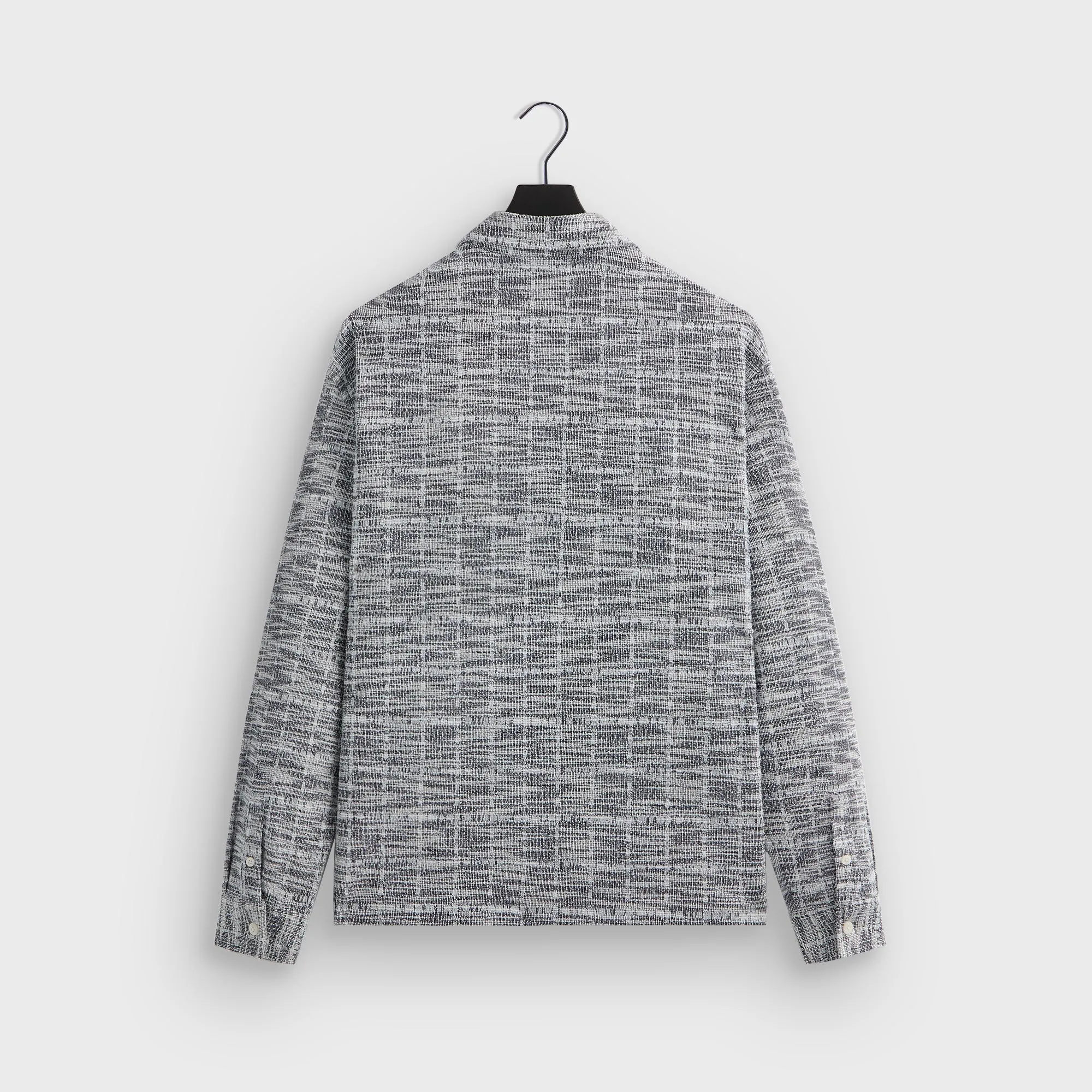 Ultra Soft Interior Breathable mesh Kith Tweed Long Sleeve Boxy Collared Overshirt - Nocturnal
