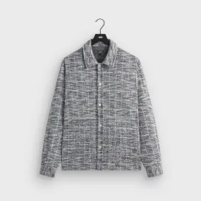 Trendy Apparel Weekend Vibes Kith Tweed Long Sleeve Boxy Collared Overshirt - Nocturnal
