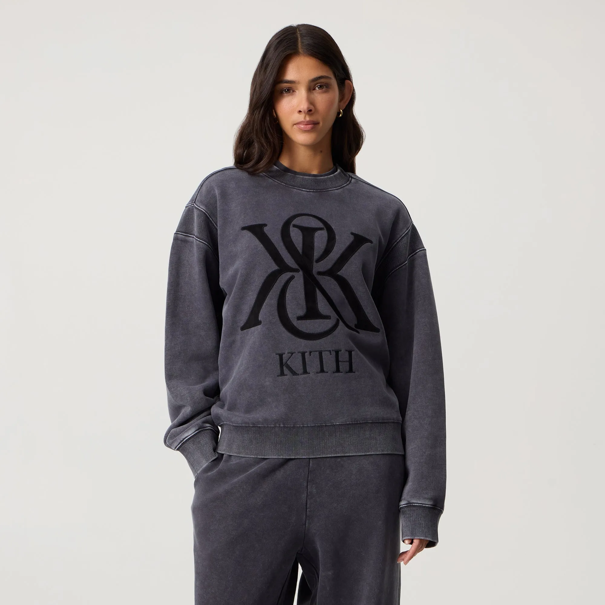 Kith Women Asher III Crest Crewneck - Black Pastel Shade