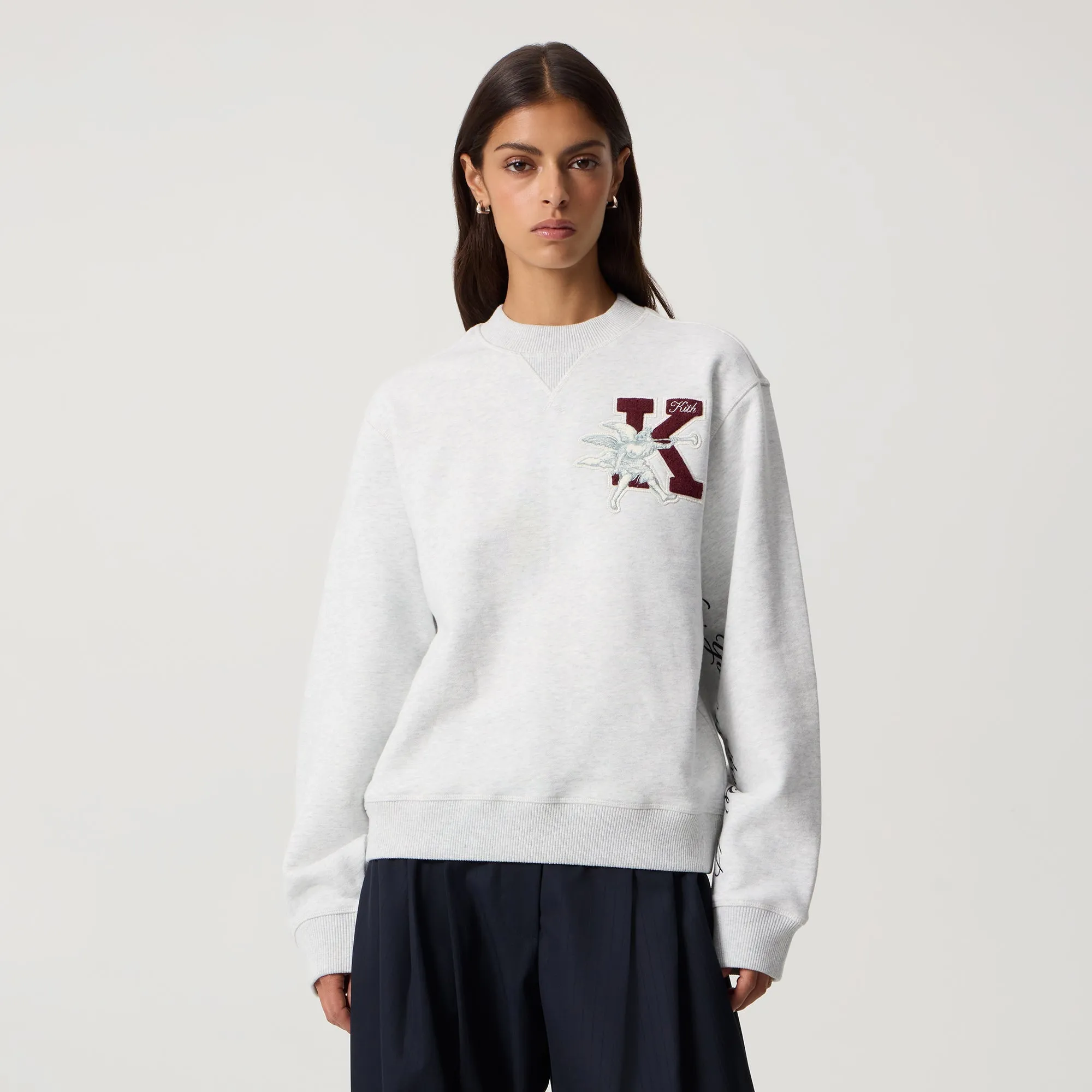 product nautical charm Corduroy Kith Women Ashwin NY to the World Crewneck - Light Heather Grey