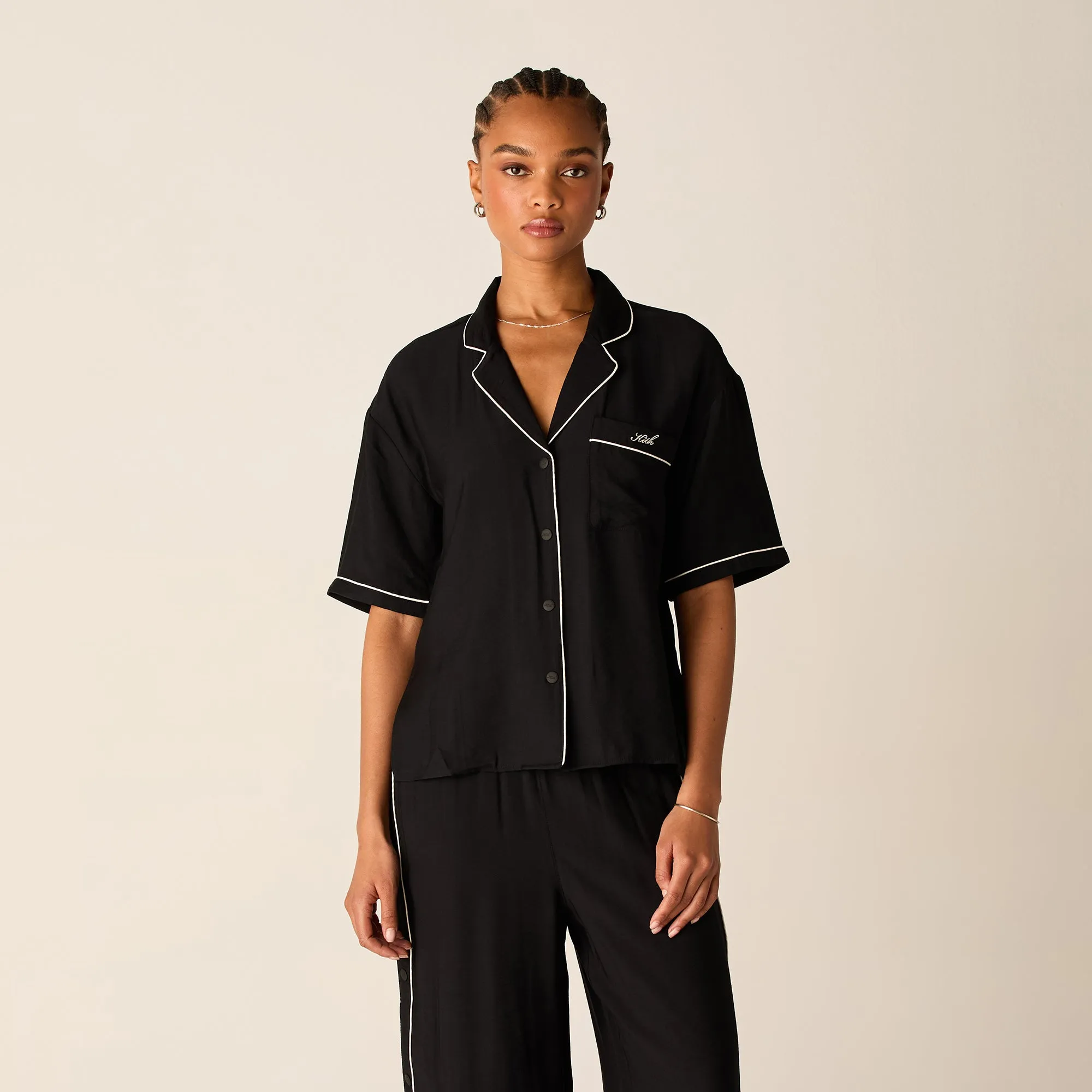 Kith Women Elena Snap Front Shirt - Black adult clothing Durable Button Closures