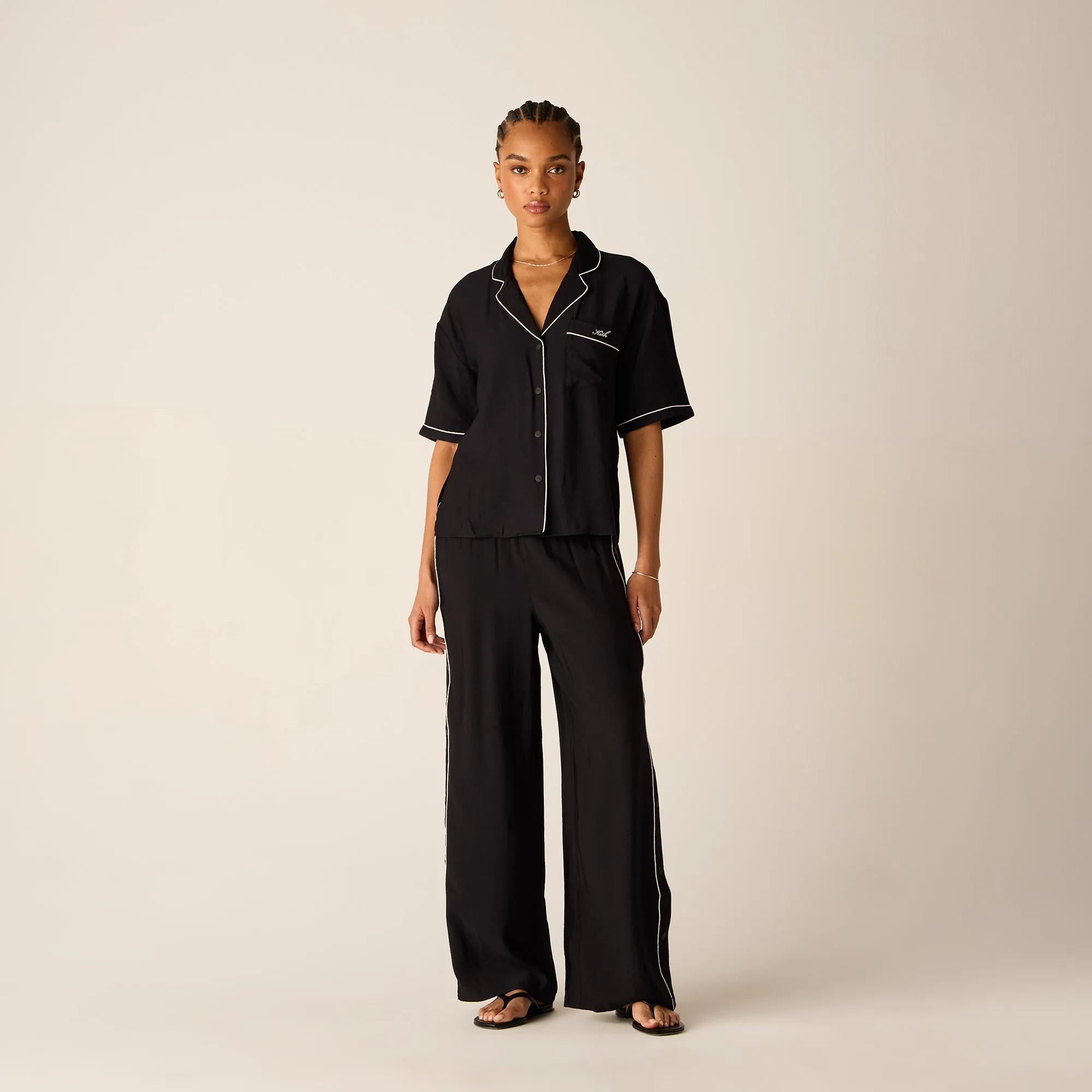 Kith Women Elena Snap Front Shirt - Black Athleisure Trend