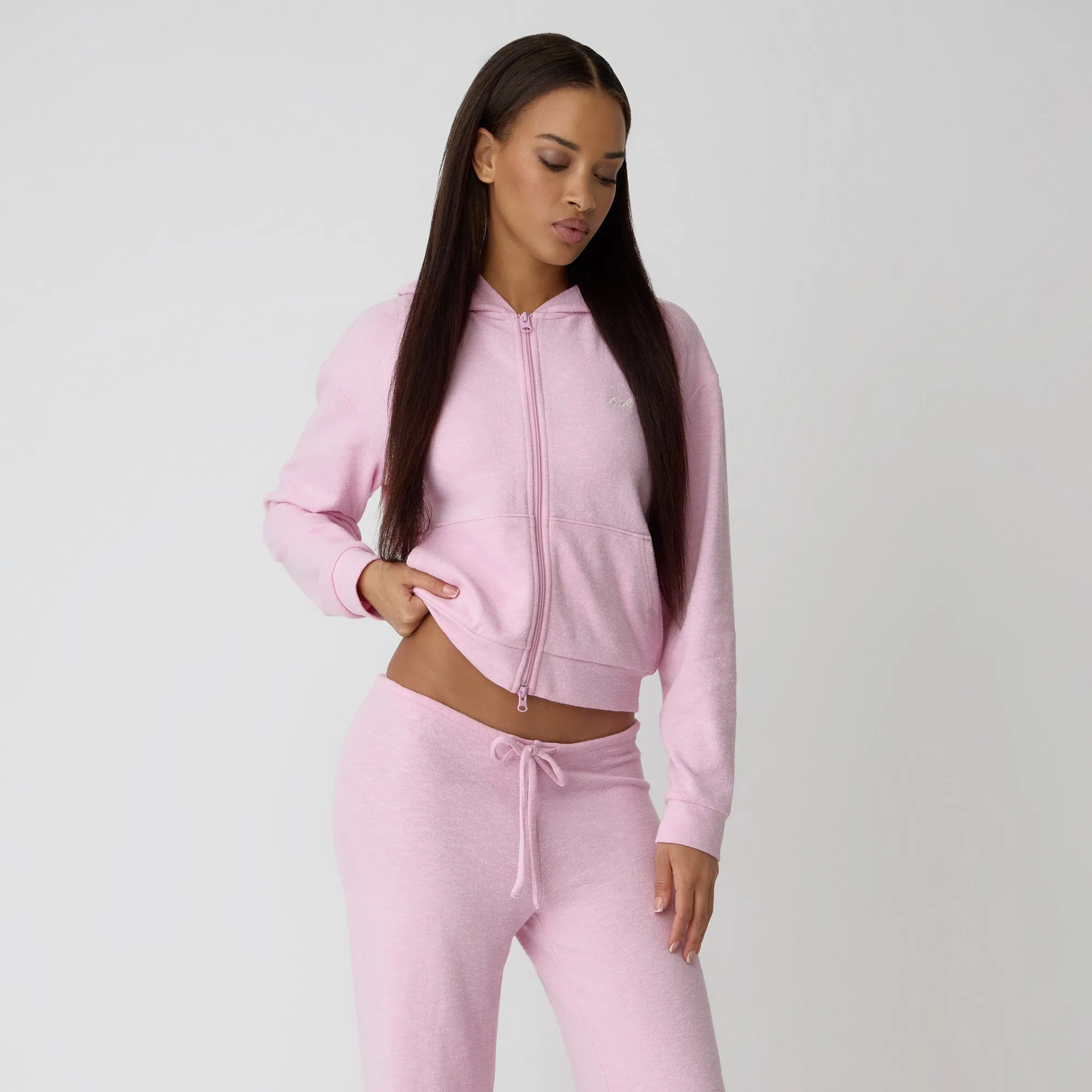 Chic Fit Graphic Design Kith Women Leary Lounge Zip Hoodie - Poppet