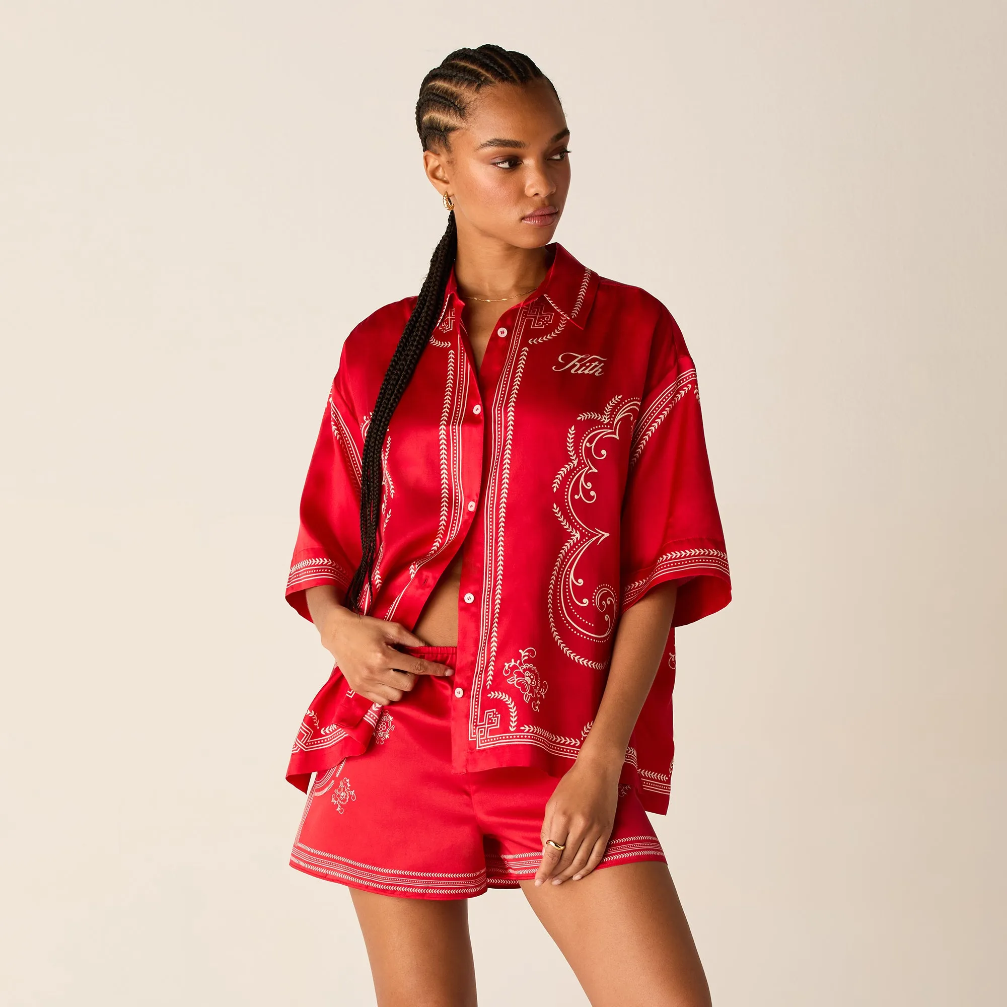 Oversized style Dynamic Design Kith Women Mari Medallion Shirt - Fame