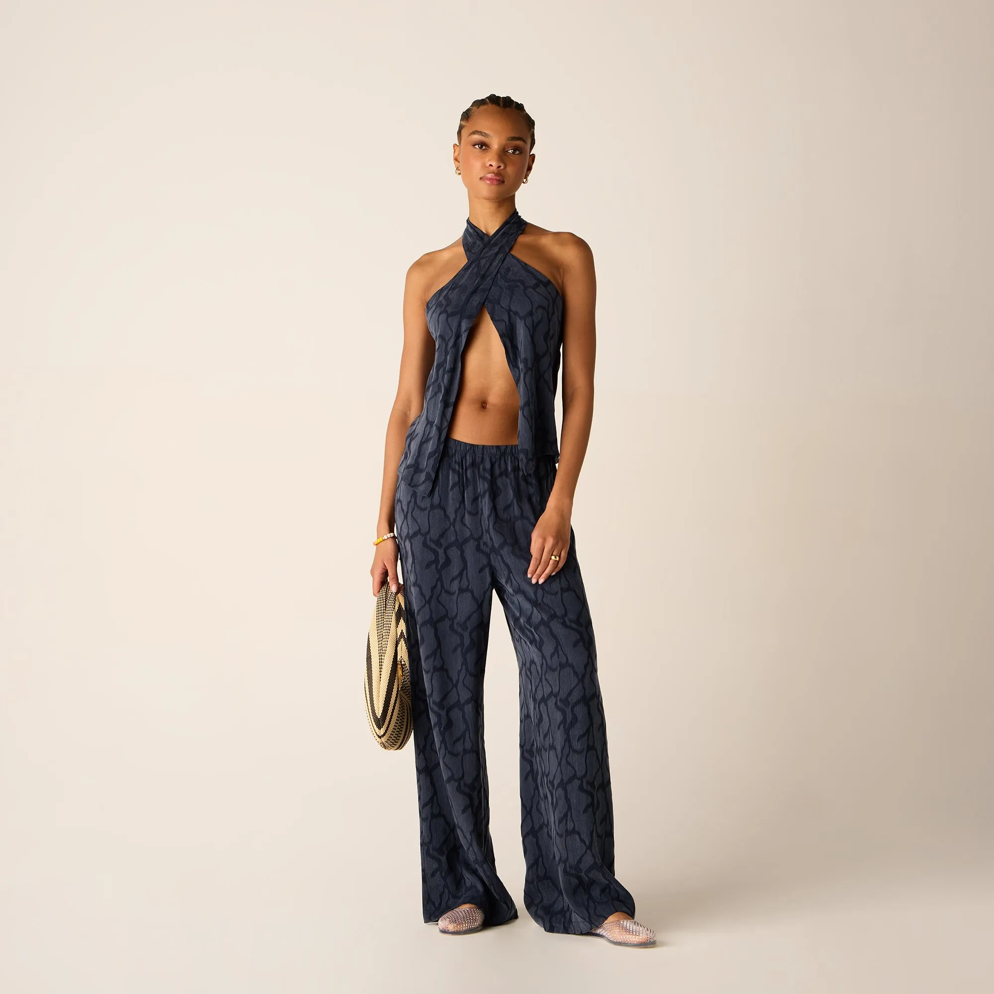 Flexible Kith Women Mika Wavy Jacquard Wrap Halter - Nocturnal