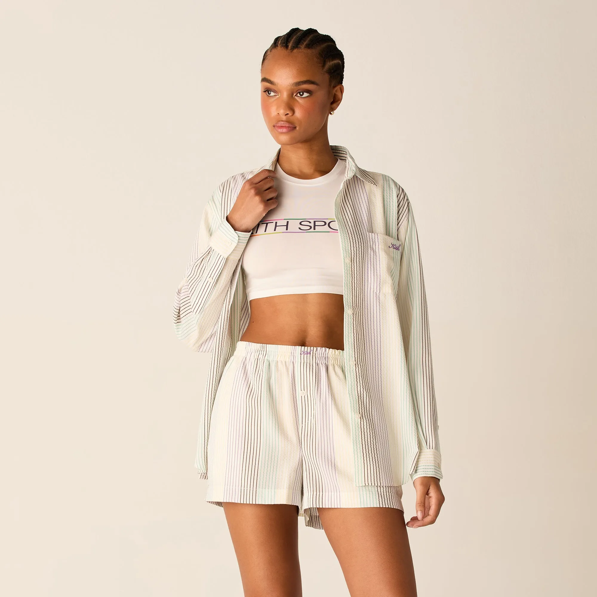 First Date Morning Comfort Kith Women Ora II Seersucker Shirt - Mykonos