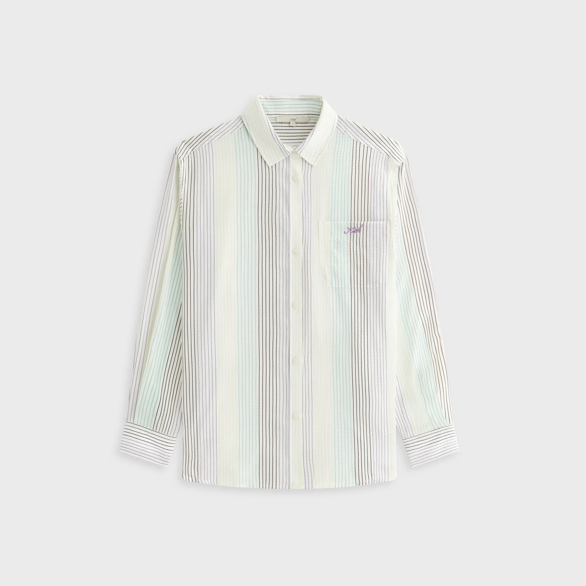 No Bulk Layering System Sustainable fashion Kith Women Ora II Seersucker Shirt - Mykonos