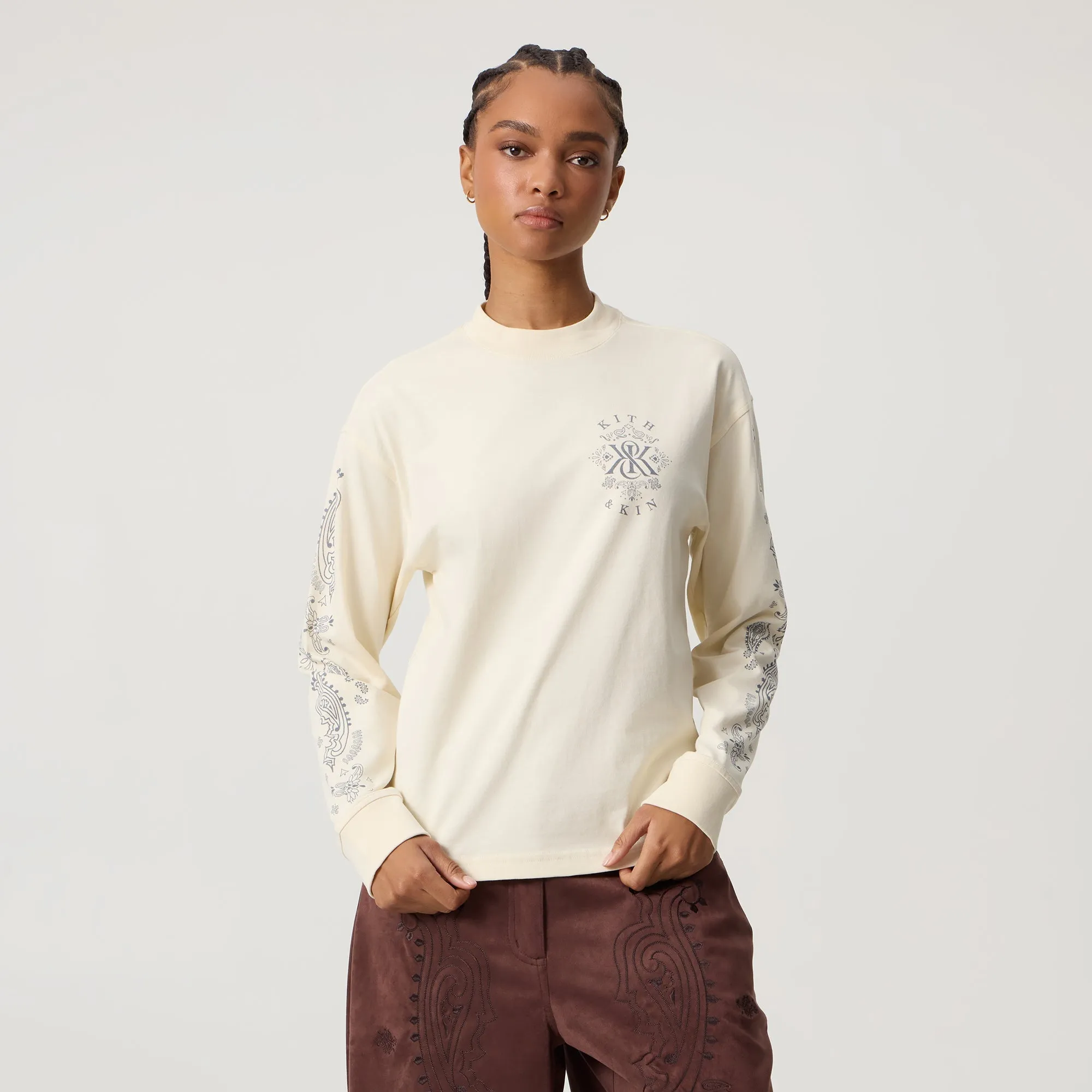 Kith Women Oversized Sonoma Western Kith & Kin Long Sleeve - Sandrift product loop stability product festival wear fun