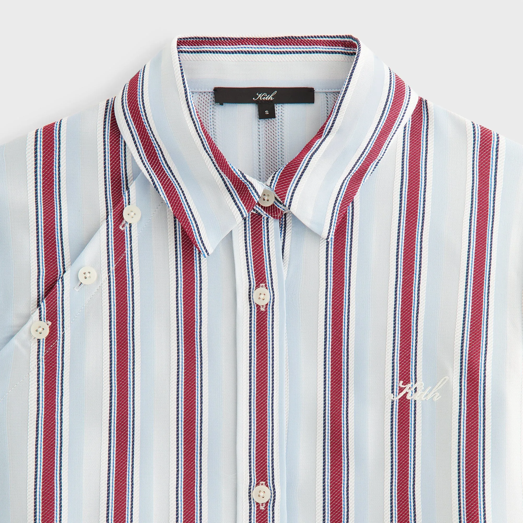 Layered Sleeve Cuffs Kith Women Sidney Stripe Asymmetrical Shirt - Tin