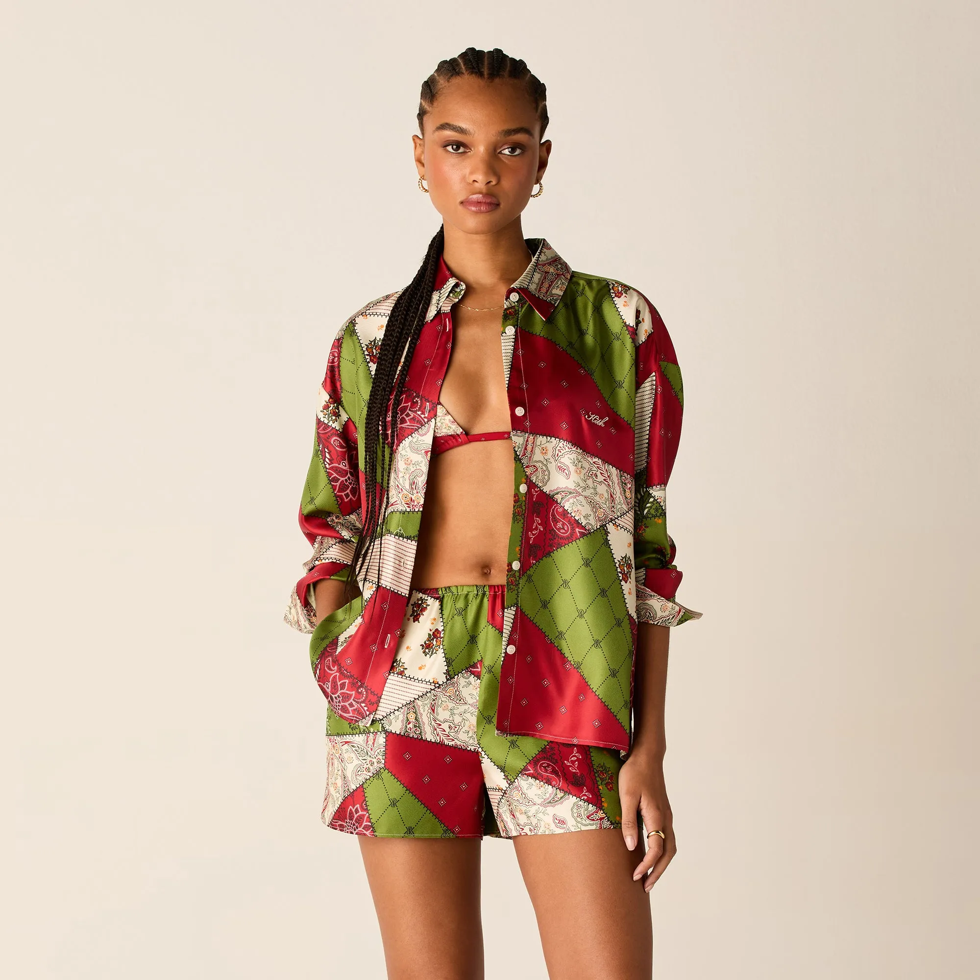 Unique Design Sophisticated Style Kith Women Siena Patchwork Print Shirt - Kyoho