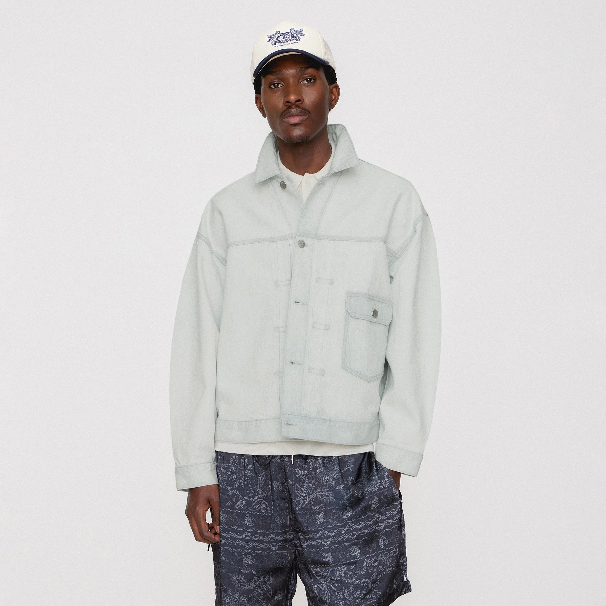 Kith Alonzo Denim Jacket - Eden Wash High Collar Windguard Light Reflectivity Trim