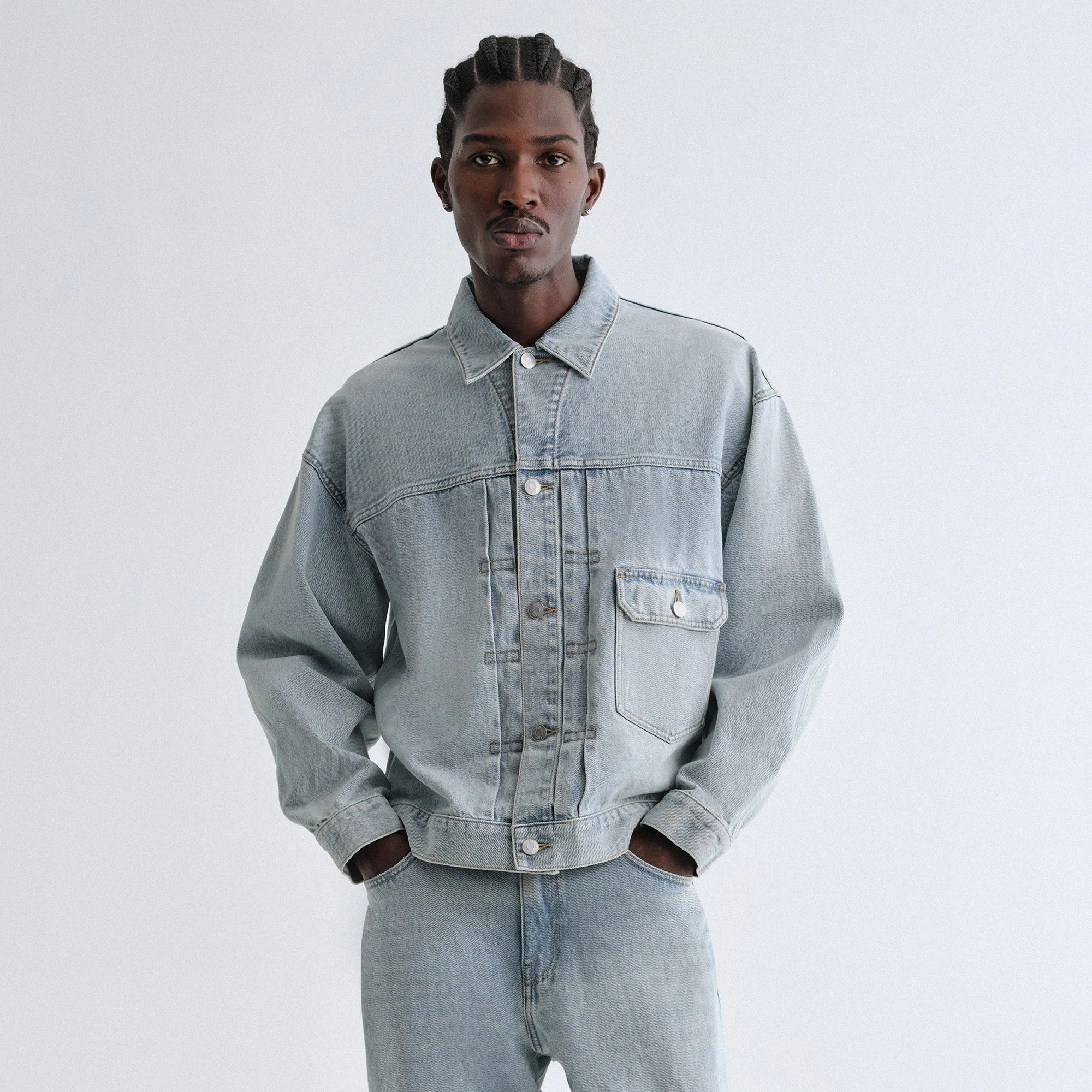 Secure Internal Pockets Compact Fit Look Kith Alonzo Denim Jacket - Light Indigo