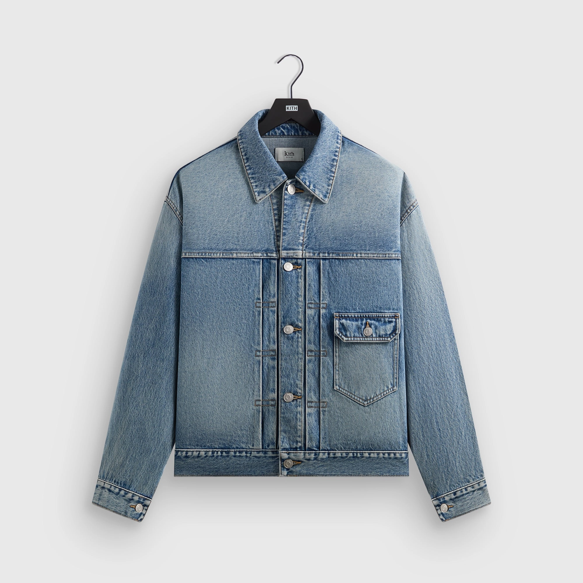 Kith Alonzo Denim Jacket - Mid Indigo Light Reflective Logos FadeResistant Print