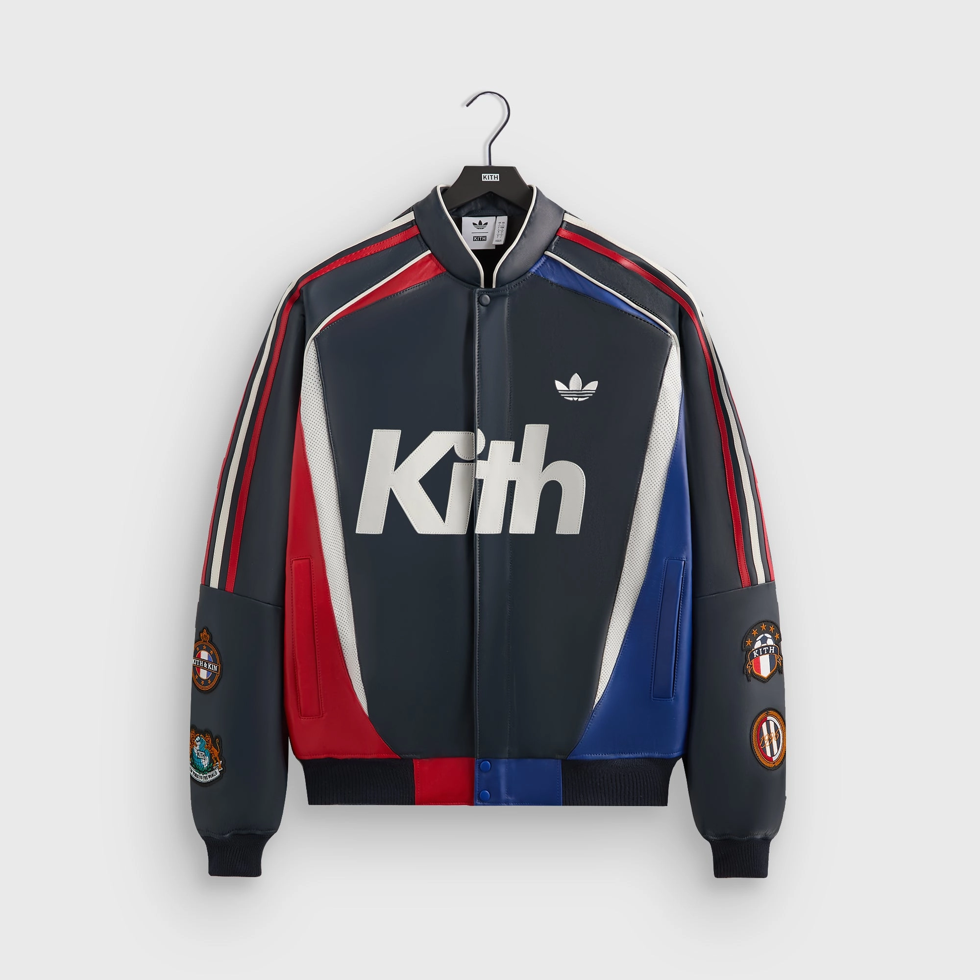 Kith for adidas Football Bomber Jacket - Legend Ink DoubleLayered Collar Oversized Silhouette