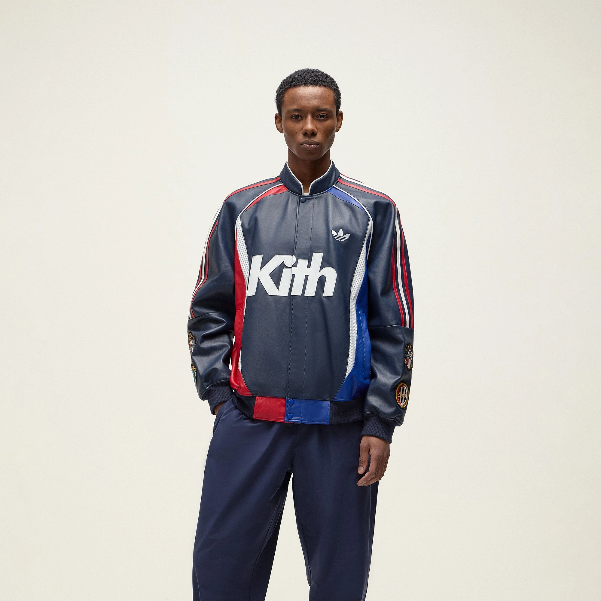 Soft Lining Stowable Hood Kith for adidas Football Bomber Jacket - Legend Ink