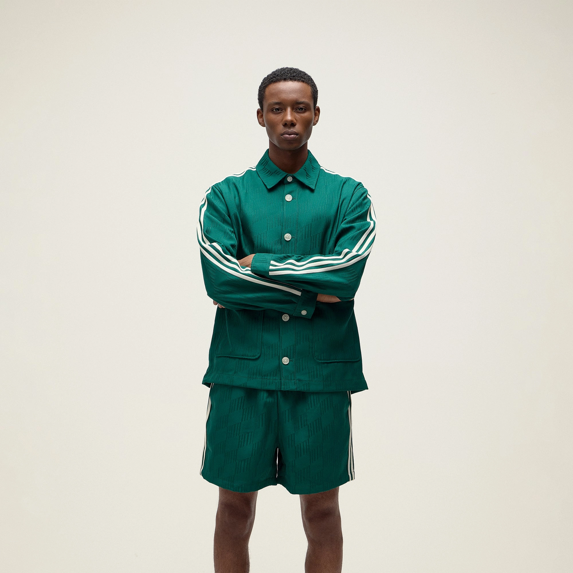 Noise Free Zipper Kith for adidas Football Jacquard Overshirt - Green