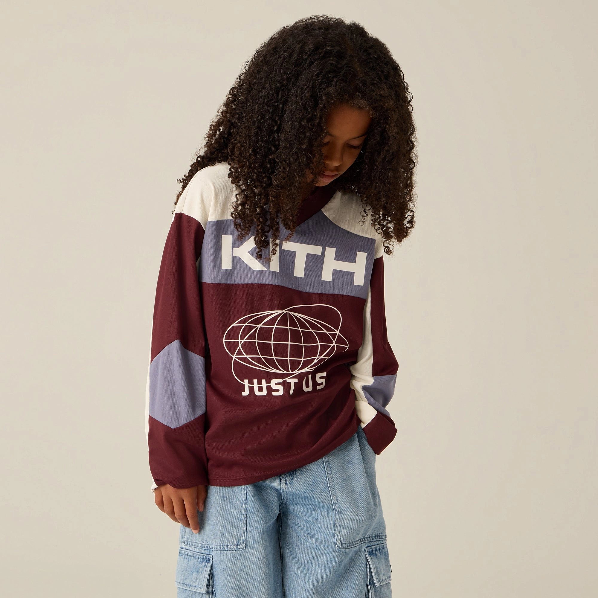 Kith Kids Just Us Blocked Malik Jersey - Magma Sport Ready Compact Knit Texture