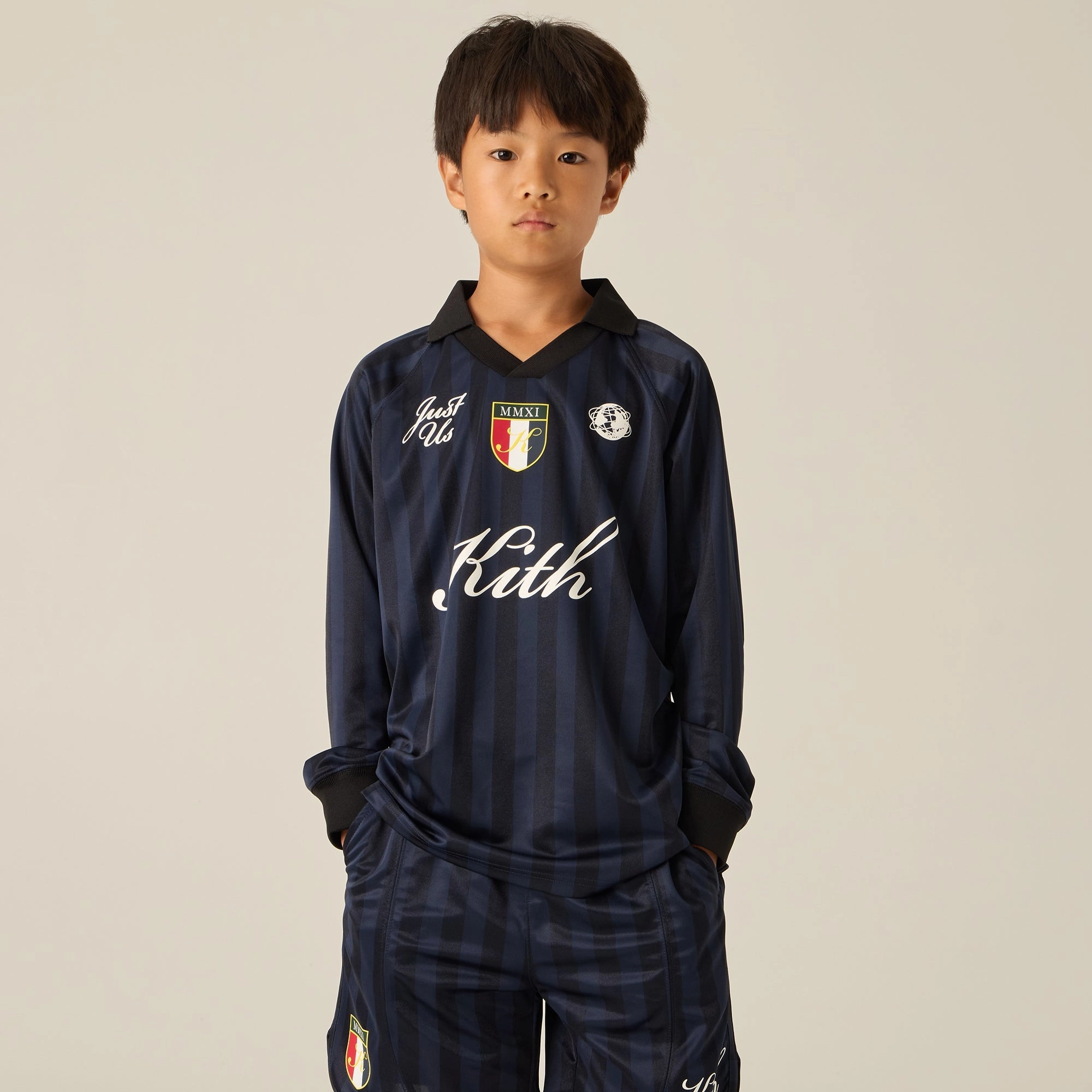 Low Impact Manufacturing Versatile Fit Kith Kids Long Sleeve Soccer Jersey Polo - Gulf