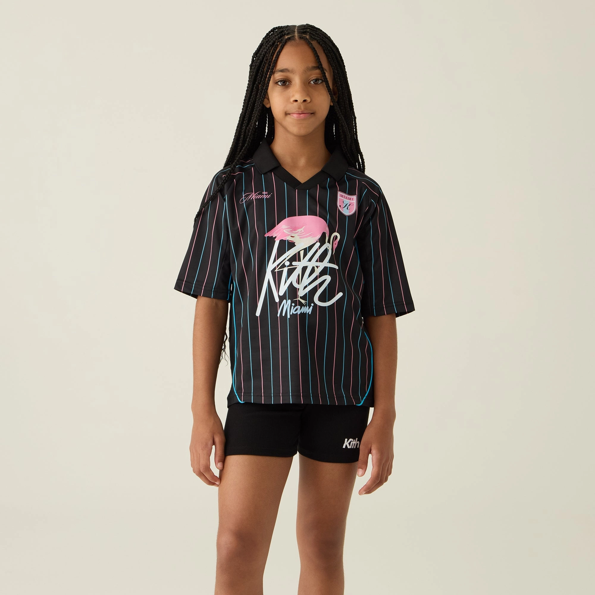 Wear Resistant Reinforcement Unisex Fit Kith Kids Miami Soccer Top - Black