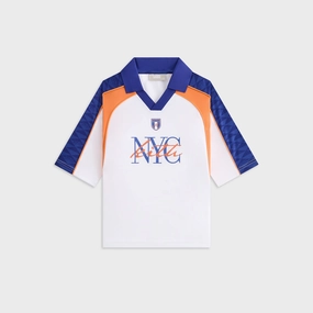 Kith Kids New York Soccer Top - White Anti Pilling Finish Moisture Wicking Material