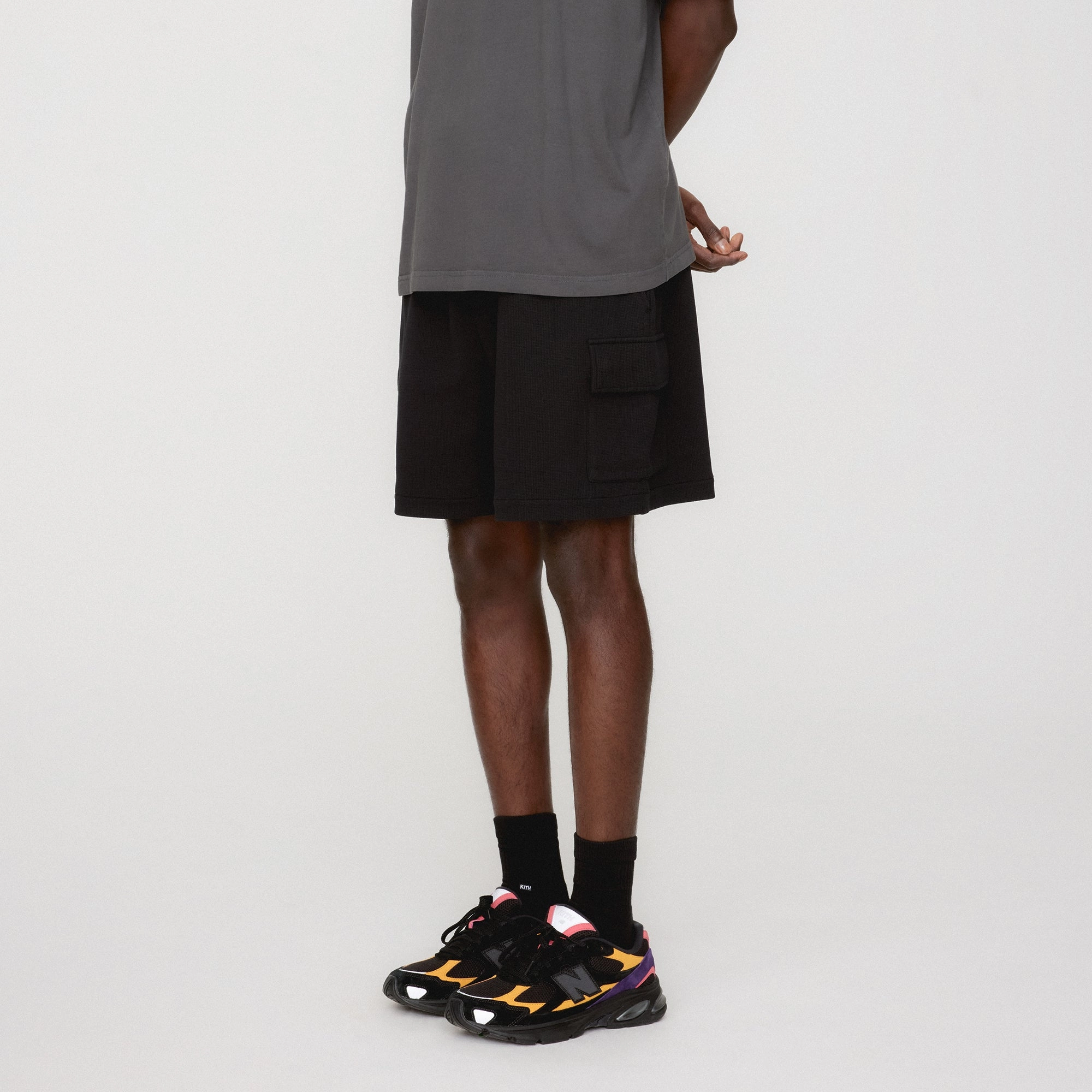 Kith Micro Waffle Fairfax Cargo Short - Black Breathable back panel