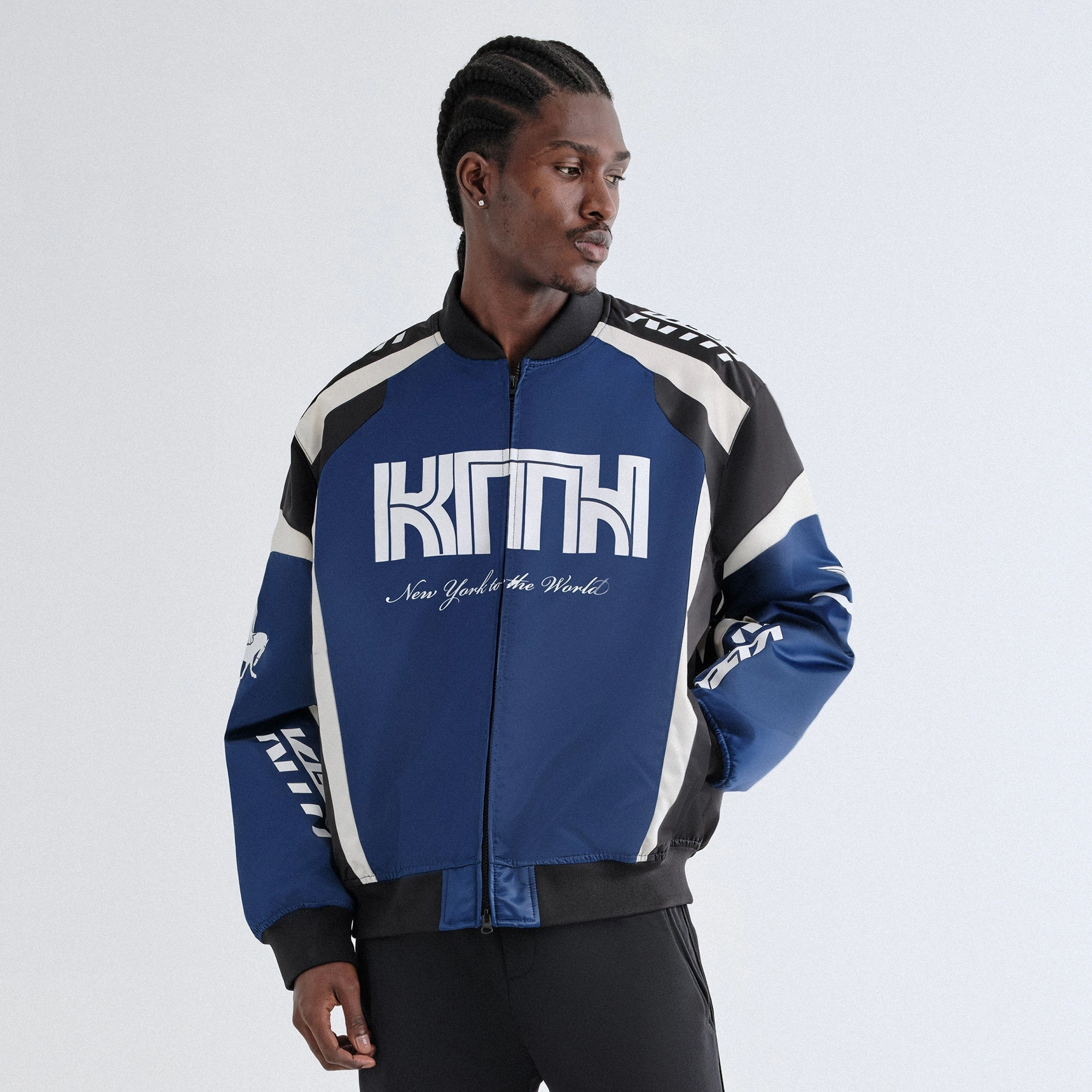 Pre Shrunk Cotton Blend Stretch Fit Kith Racing Nylon Bomber Jacket - Meter