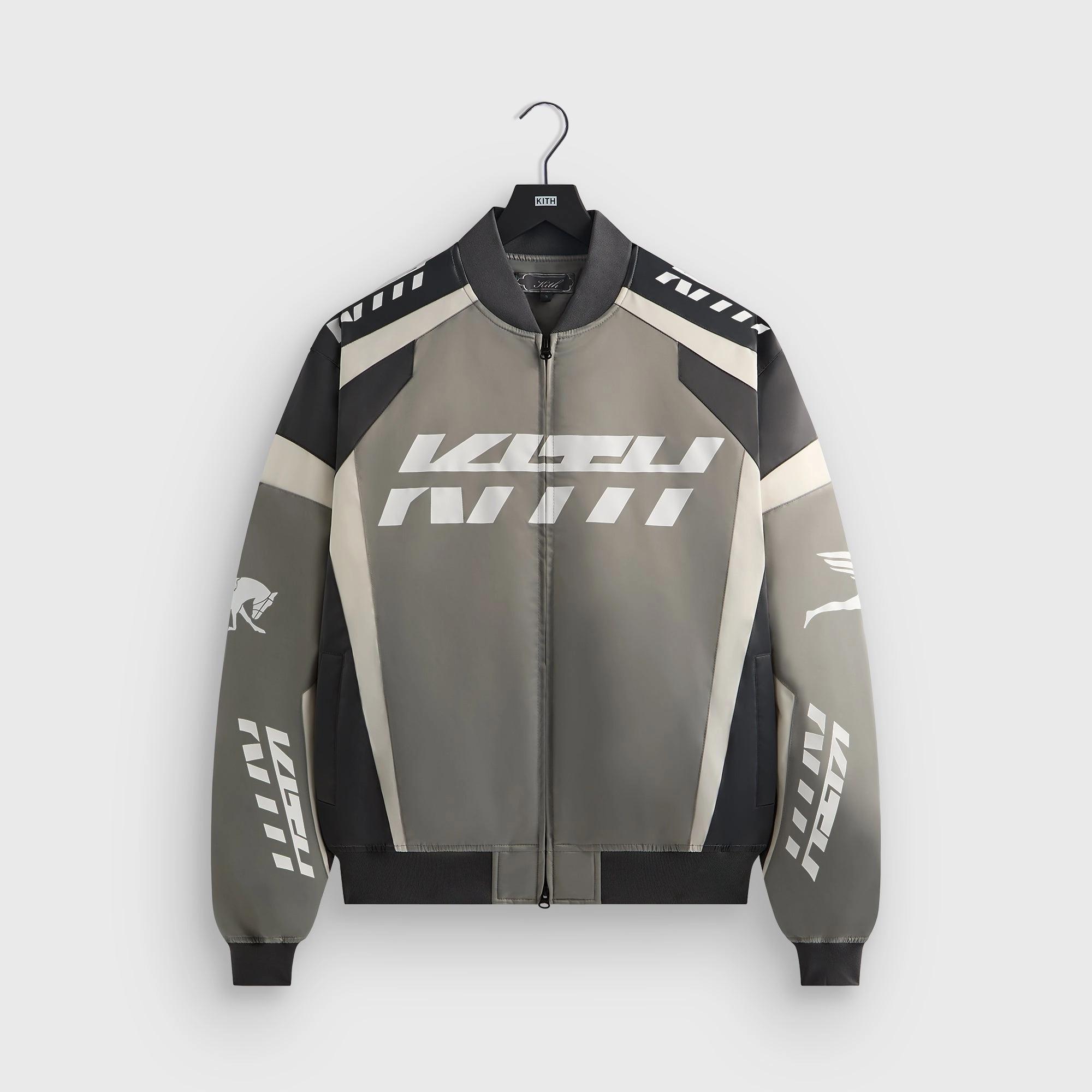 Sporty Layers Kith Racing Nylon Bomber Jacket - Steel