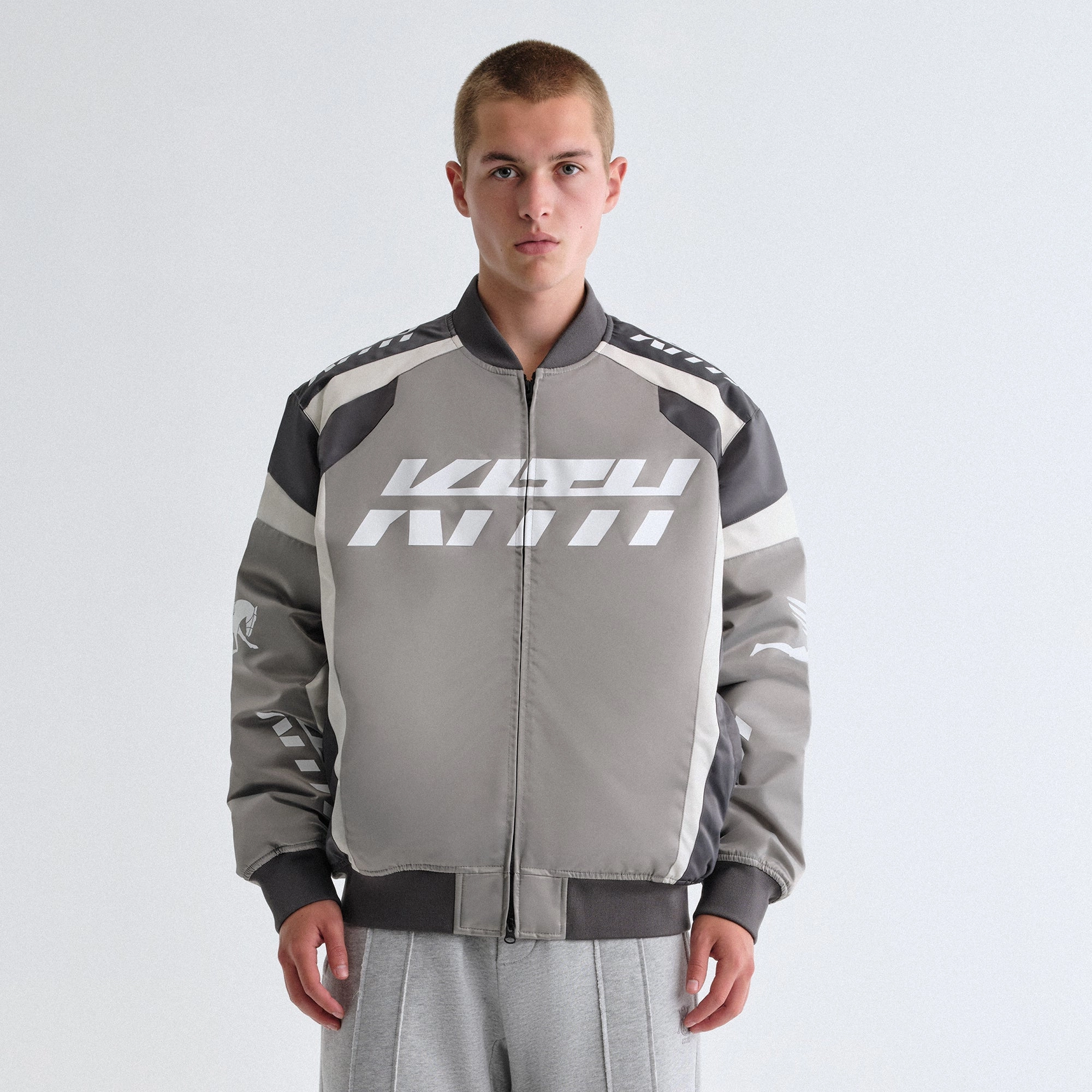 Anti Slip Cuffs Kith Racing Nylon Bomber Jacket - Steel