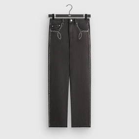 Barrel Waist Solid shade Kith Studded Denim Webster Chill - Xavier Wash