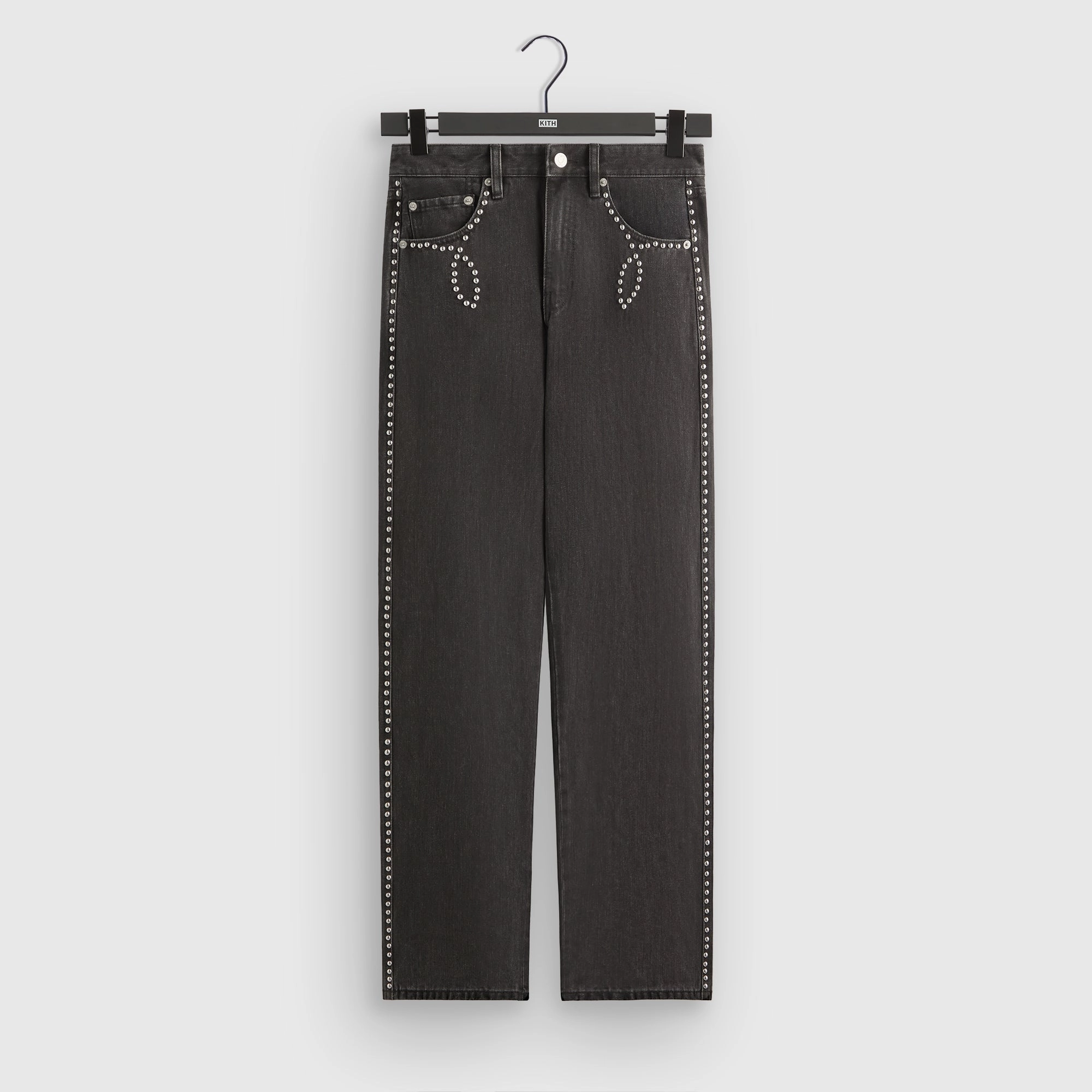 Barrel Waist Solid shade Kith Studded Denim Webster Chill - Xavier Wash