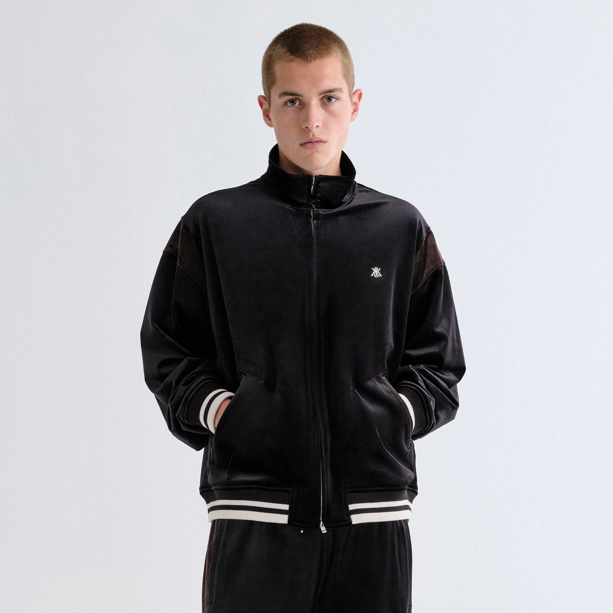 Kith Velvet Rui Track Jacket - Black Smooth Glide Fasteners Trendy Feel