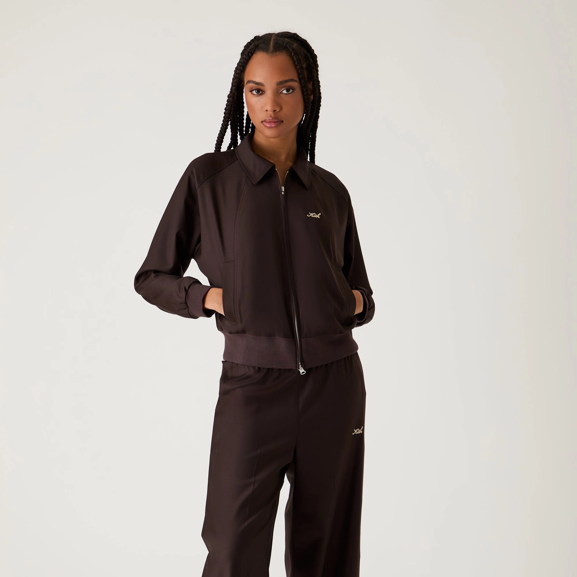 OdorControl Treatment Adjustable hood design Kith Women Corwin II Suiting Track Jacket - Incognito