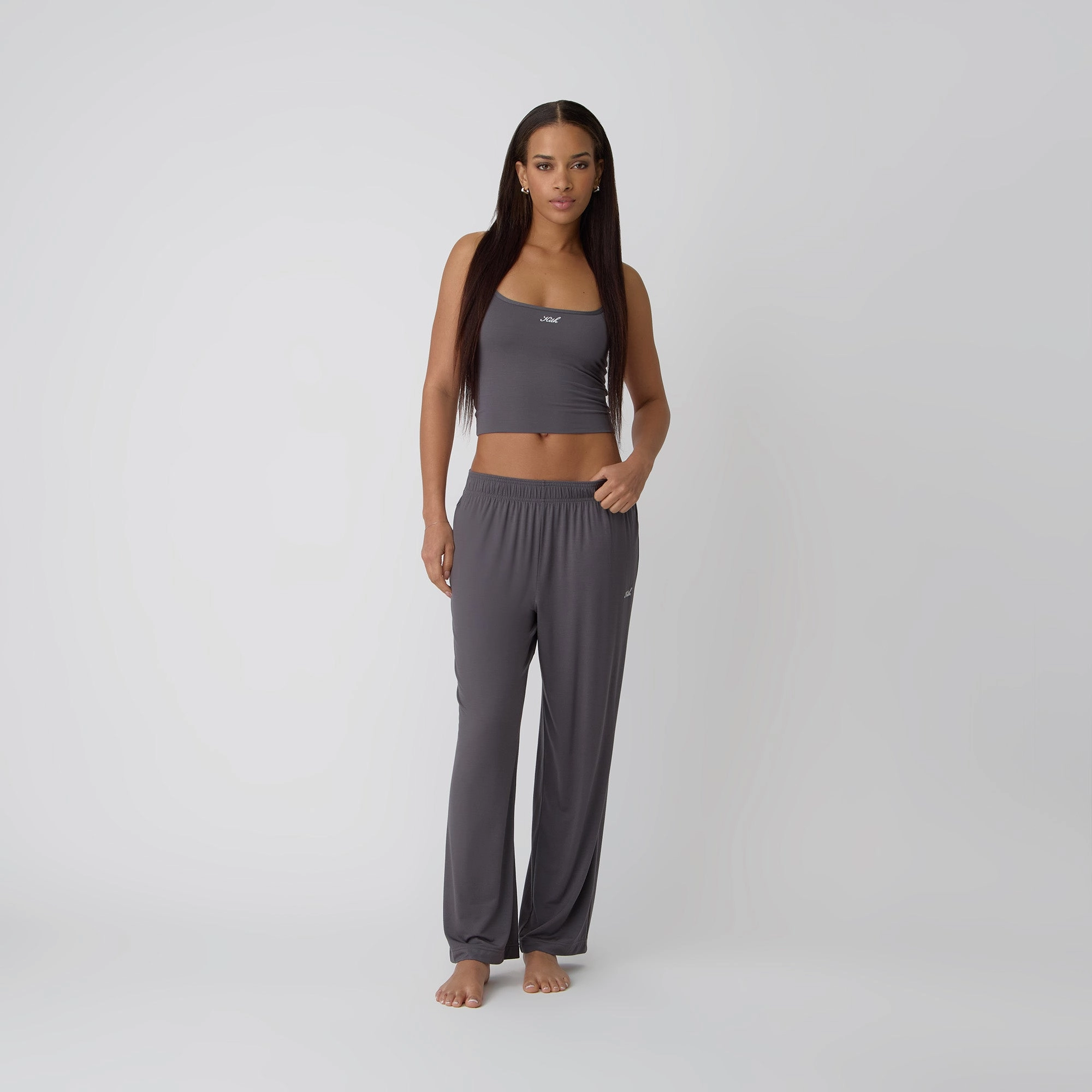 Kith Women Eliya Modal Lounge Pant - Hematite Office Friendly Tapered Look