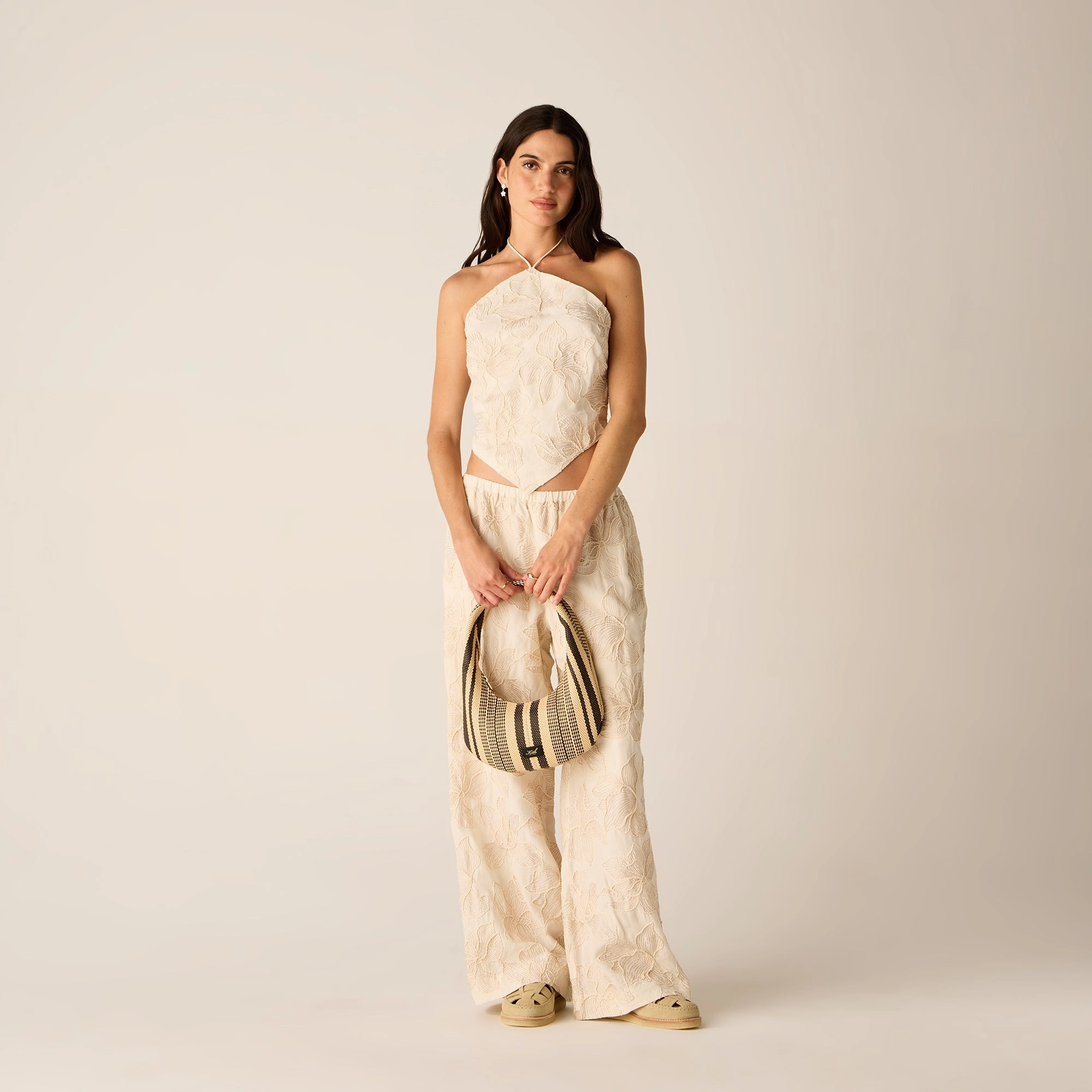WrinkleFreeFabric Kith Women Ida II Floral Embroidered Pant - Sandrift