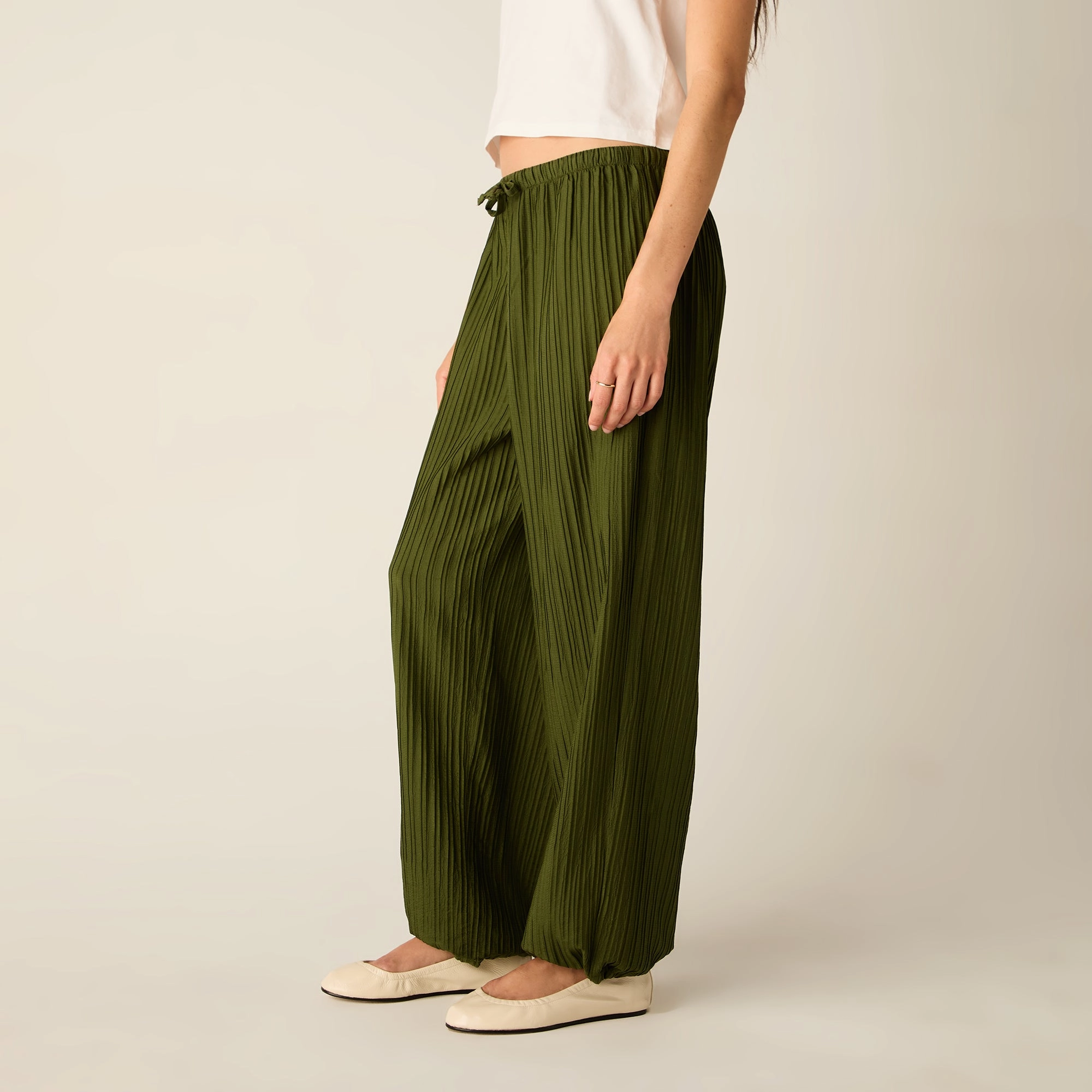 Tear Resistant Weave Breathable wear Kith Women Kavi II Plisse Drawstring Pant - Kelp