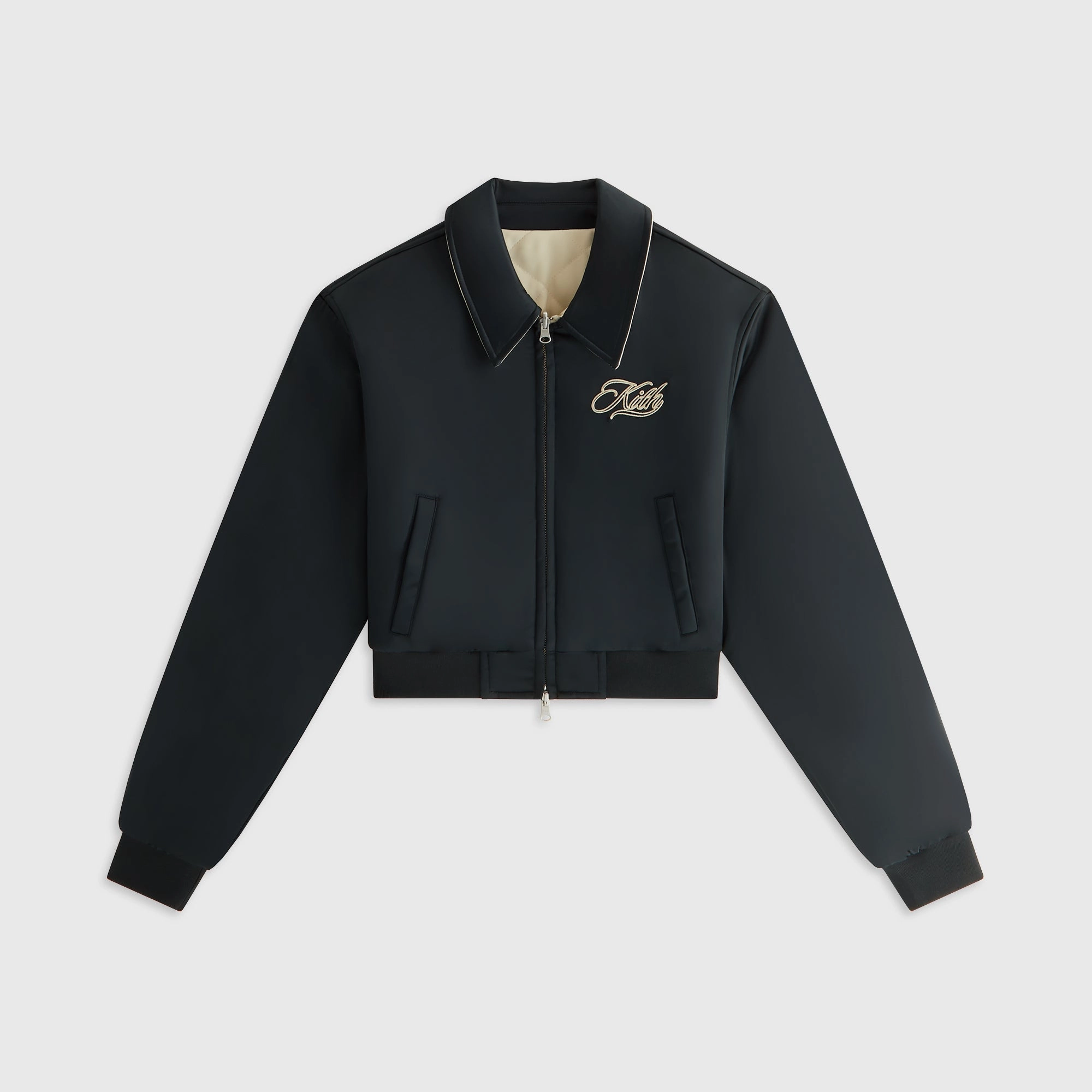 Kith Women Reversible Landry IV Cropped Bomber Jacket - Black Stylish Layer
