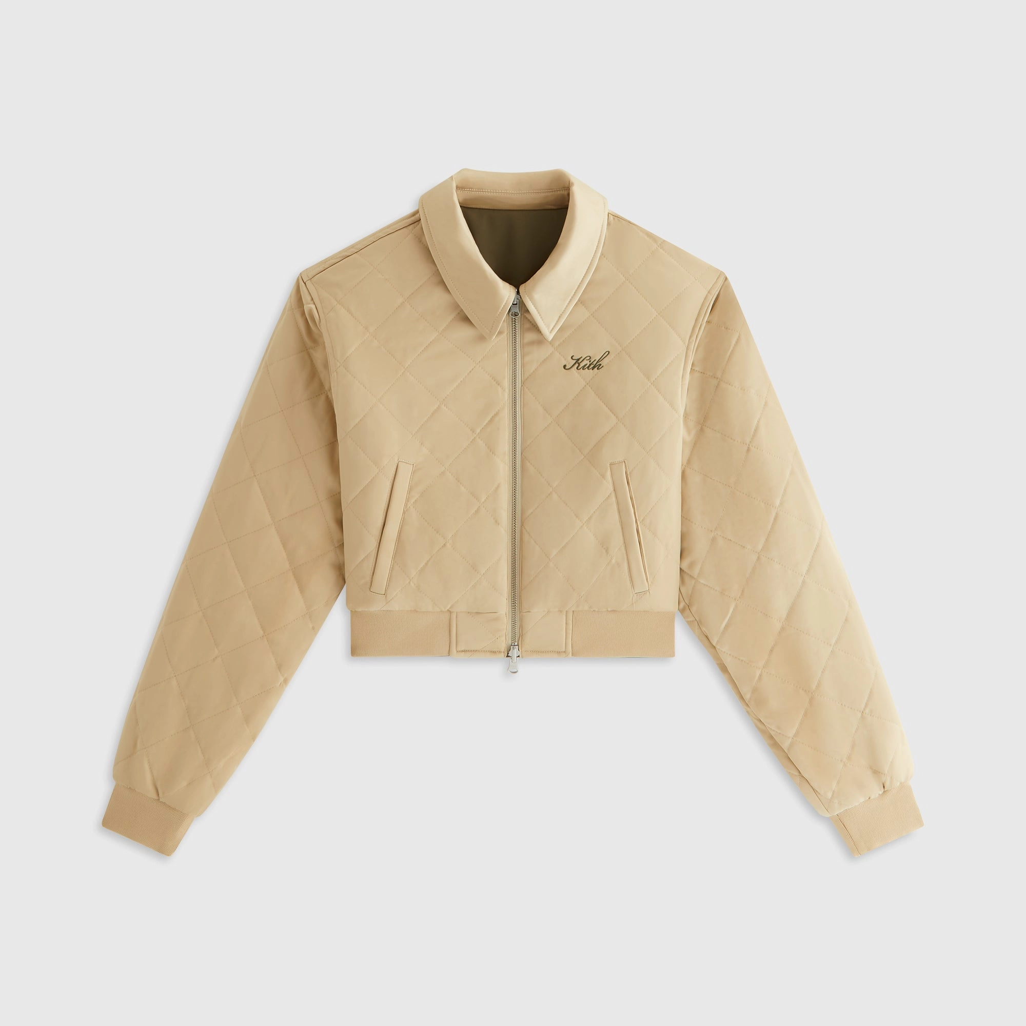 Non Restrictive Armholes Kith Women Reversible Landry IV Cropped Satin Bomber Jacket - Canopy