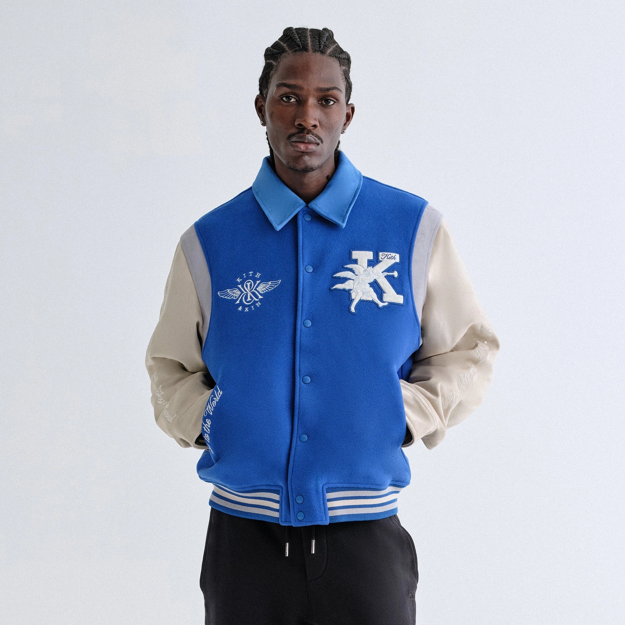 Kith Wool & Microsuede Varsity Jacket - Cyclone Layered Insulation Single Buttons