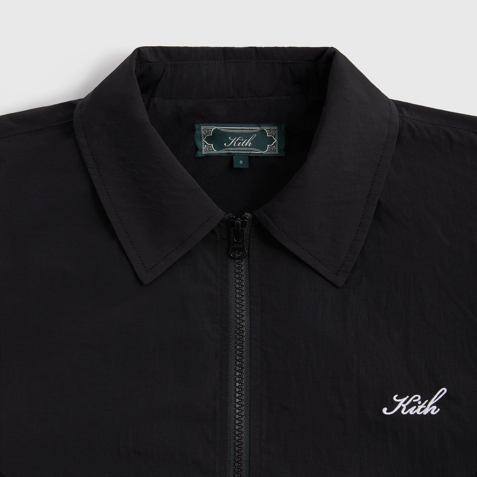 Kith Wrinkle Nylon Jonas Coaches Jacket - Black Teflon Finish Regular Fit Cut