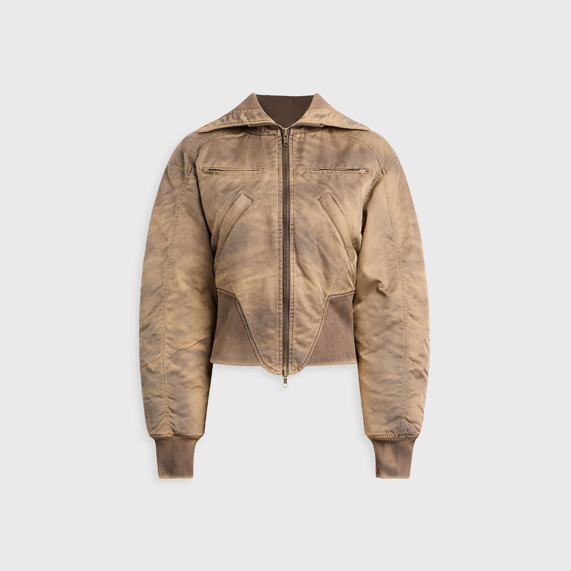Light Reflective Zippers Tear Resistant Panels KNWLS Claw Bomber Jacket - Washed Dark Brown