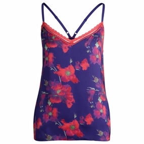 Cozy Fleece Lining Layered Hem Design Lace-trim pajama vest in satin