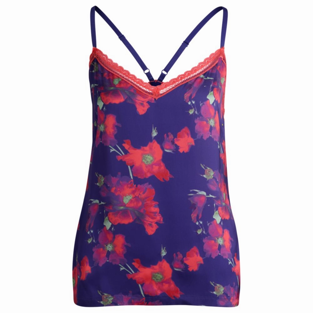 Low Impact Elastic Layered Texture Lace-trim pajama vest in satin