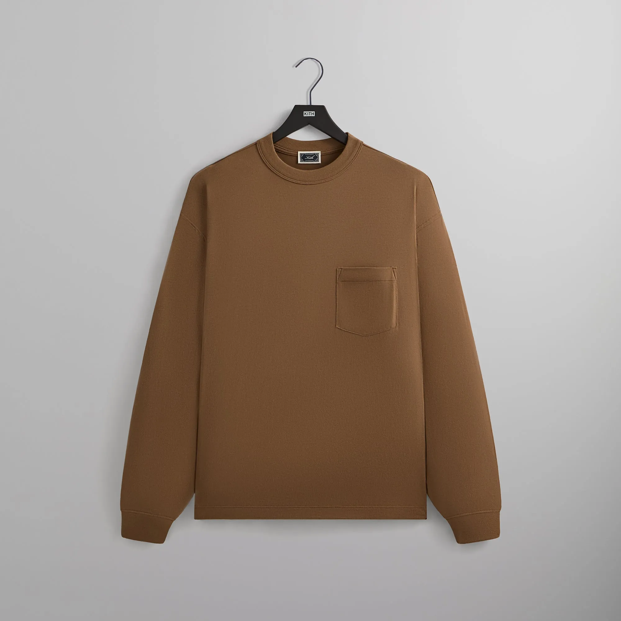 Kith Long Sleeve Leonard Pocket Tee - Earth Micro Perforated Fabric