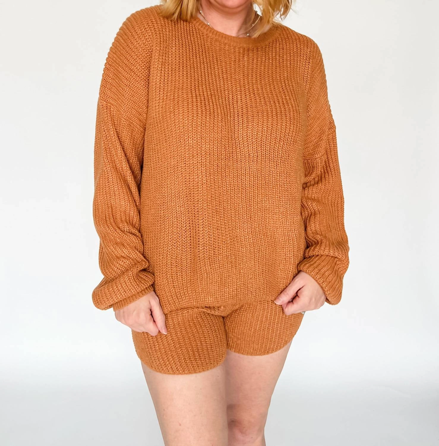 Laid Back Sweater Set In Mocha Adaptive Body Contouring Midweight Fabric