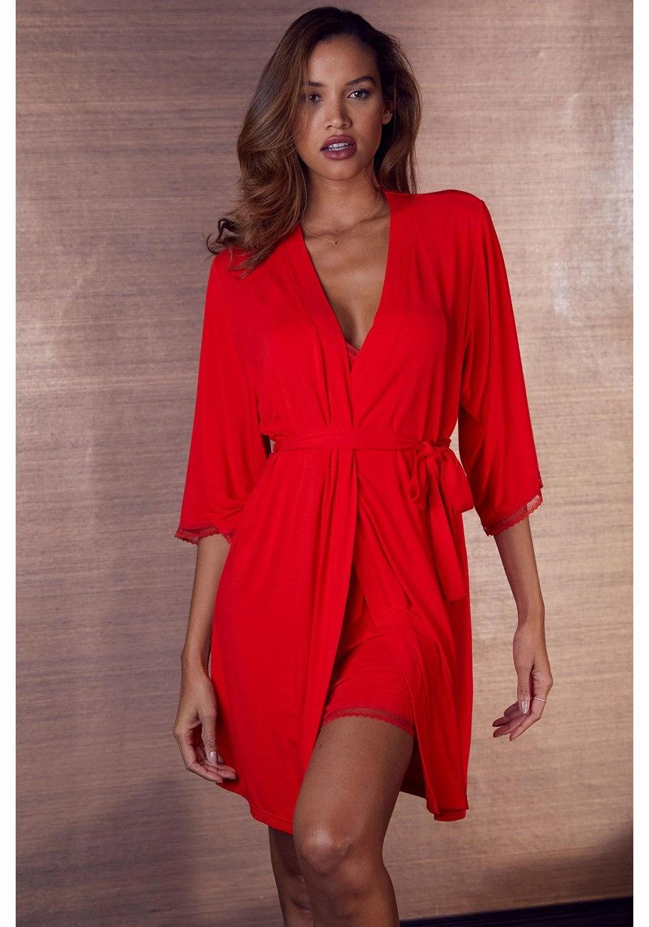 French Terry MoistureWicking Material LASCANA Women's Lace Hem Robe